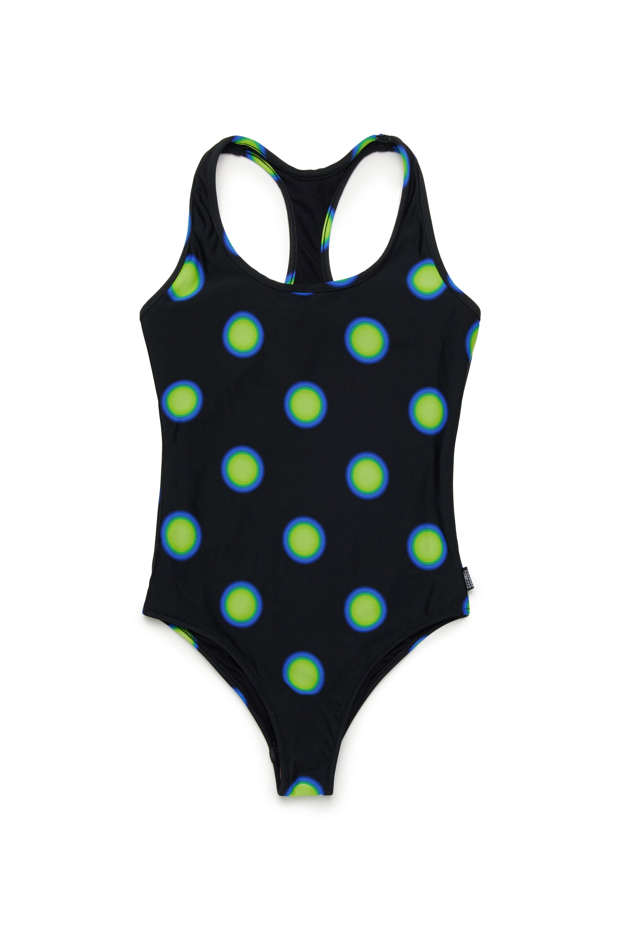 One-piece swimsuit with polka dots