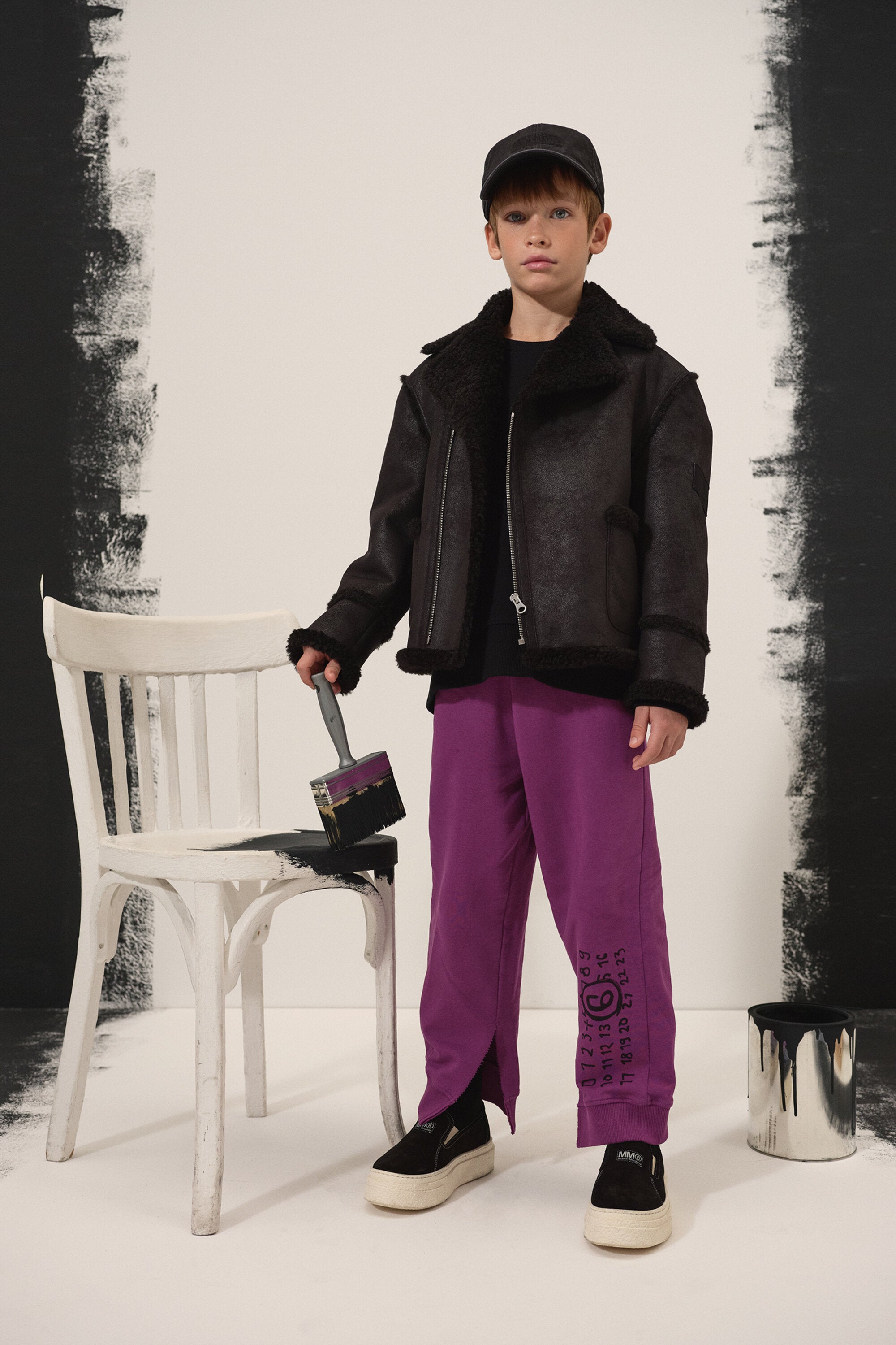 Shearling-type jacket with teddy details