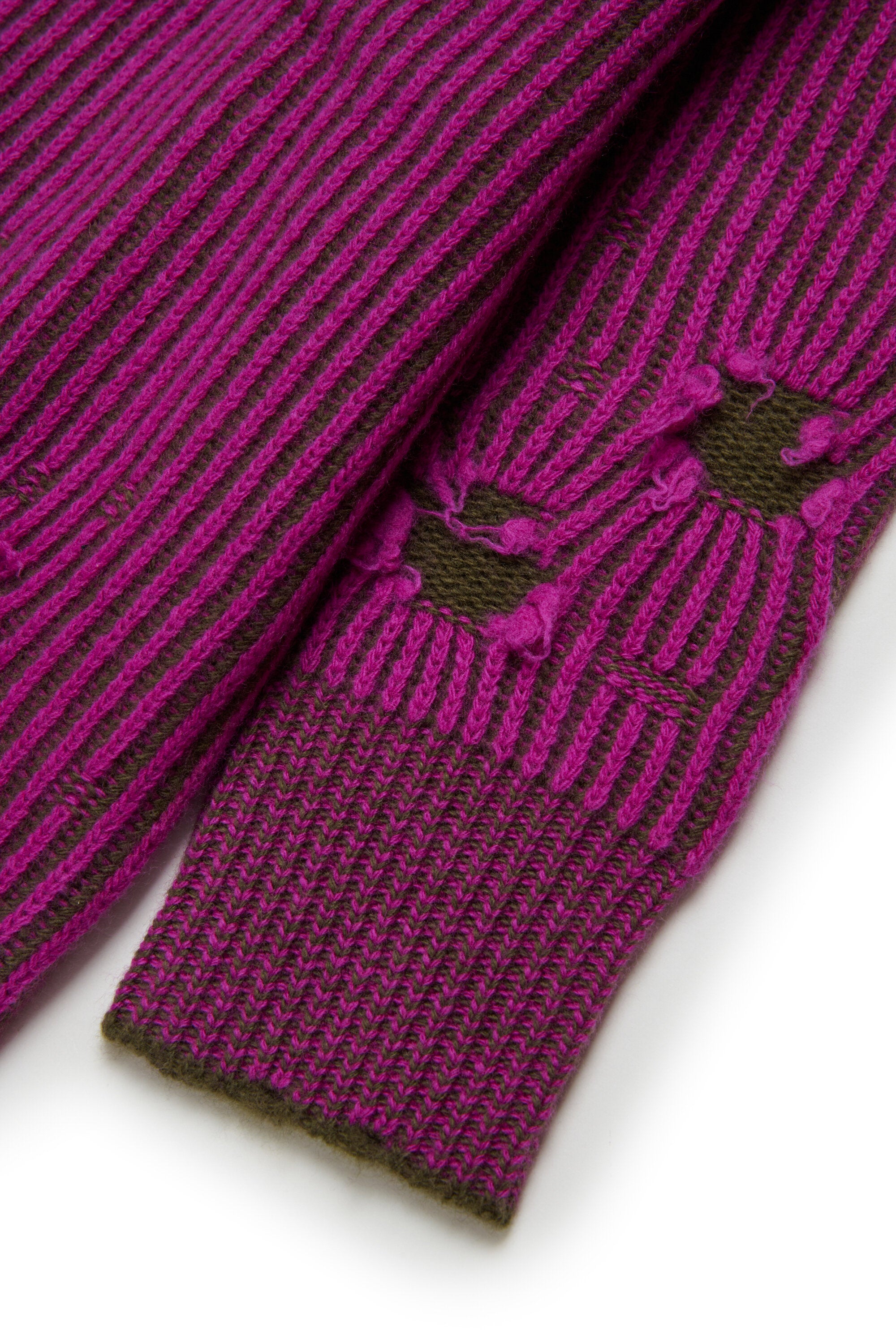 Ribbed wool mini dress with rips