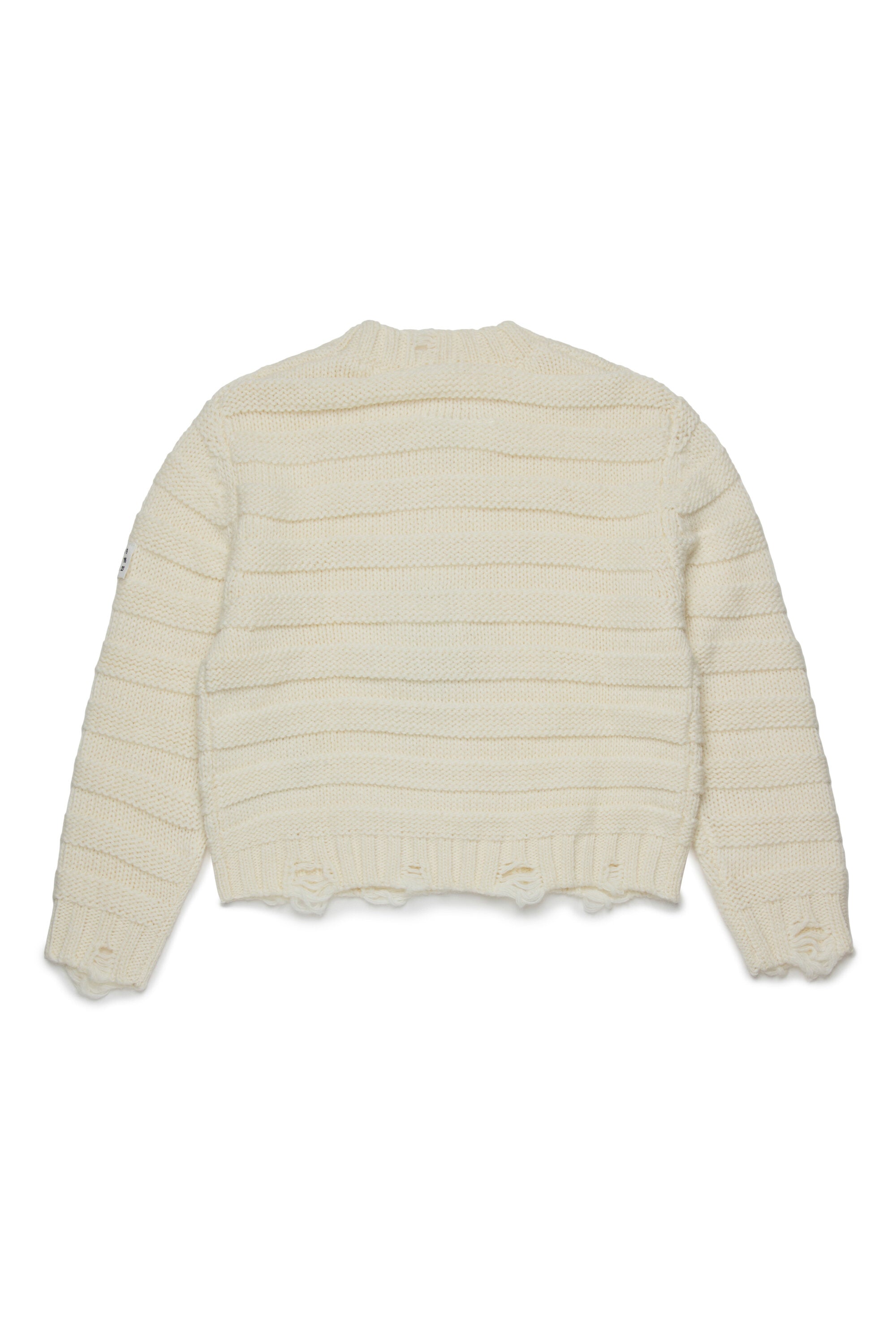 Ribbed wool blend pullover with breaks