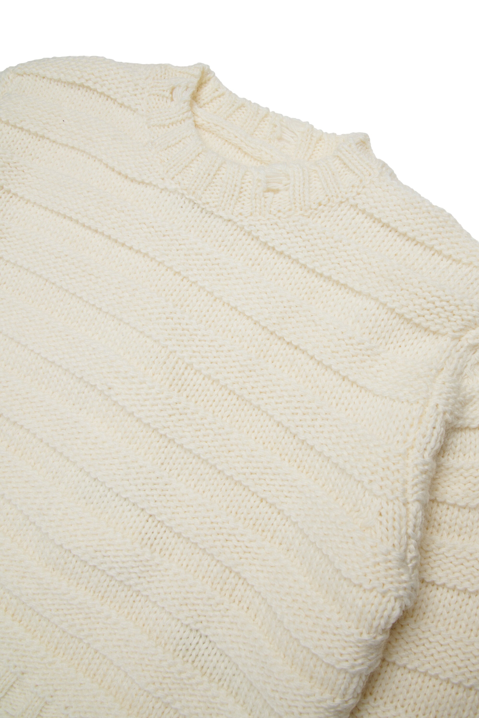 Ribbed wool blend pullover with breaks