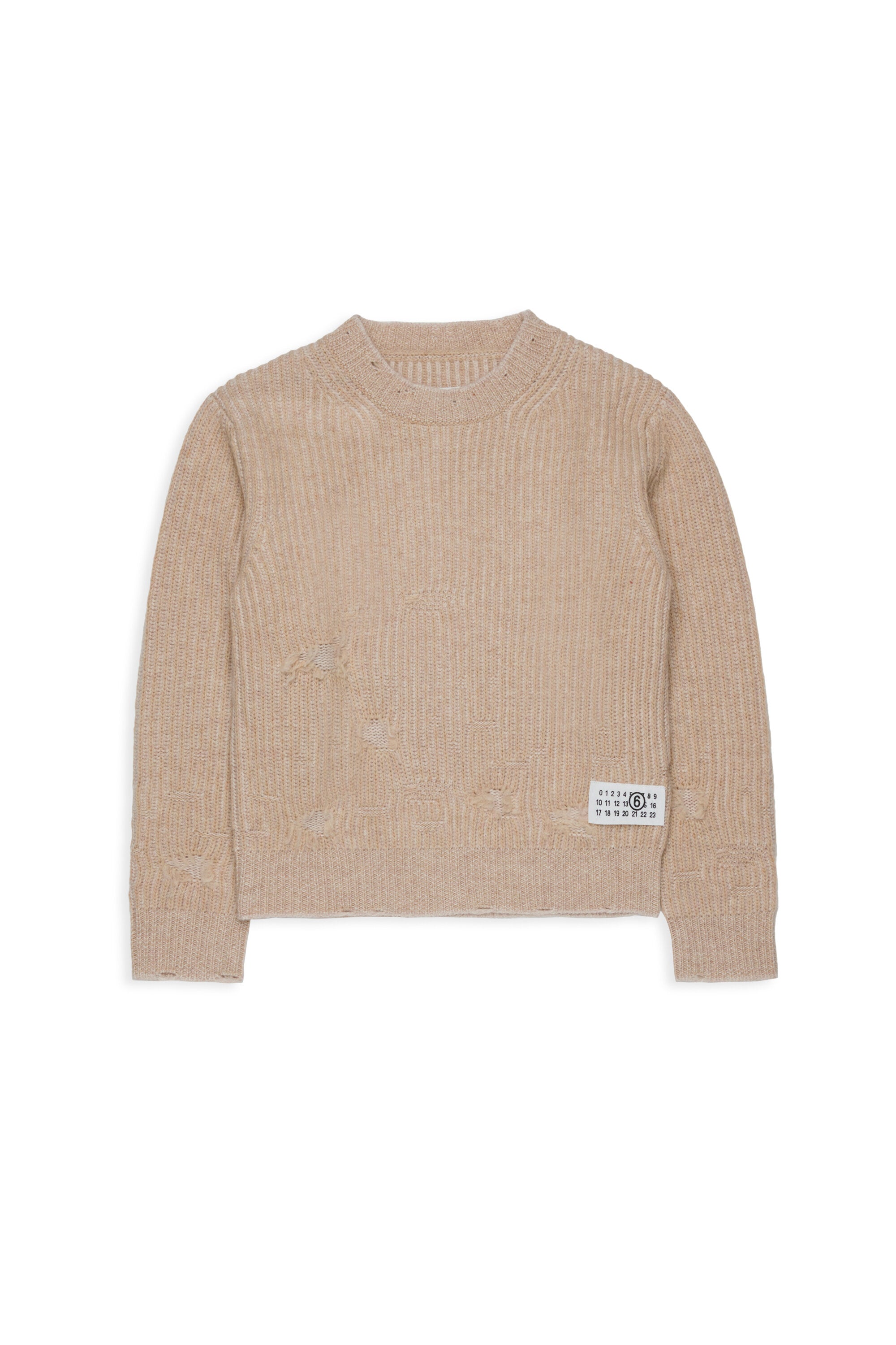 Ribbed wool pullover with breaks