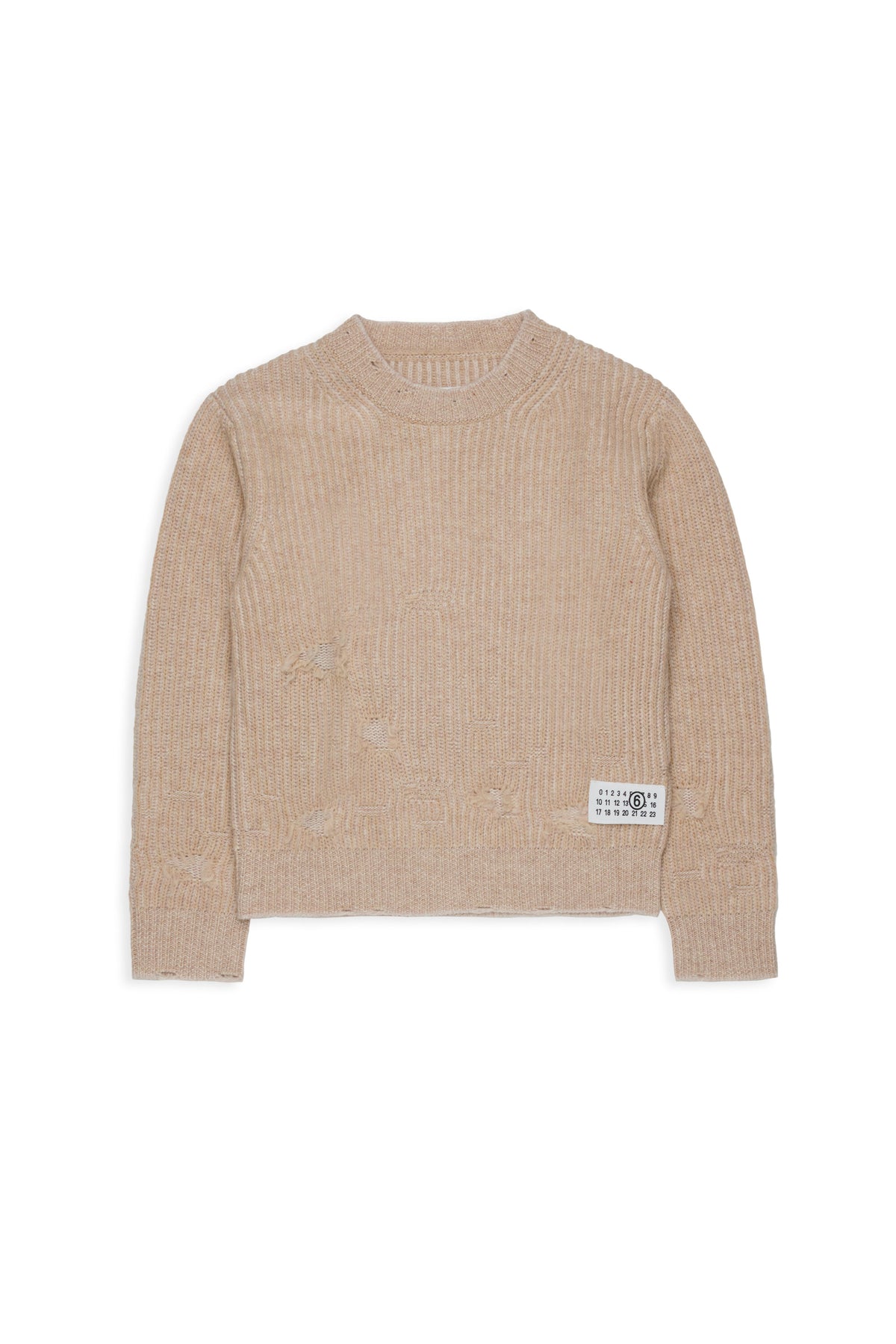 Ribbed wool pullover with breaks