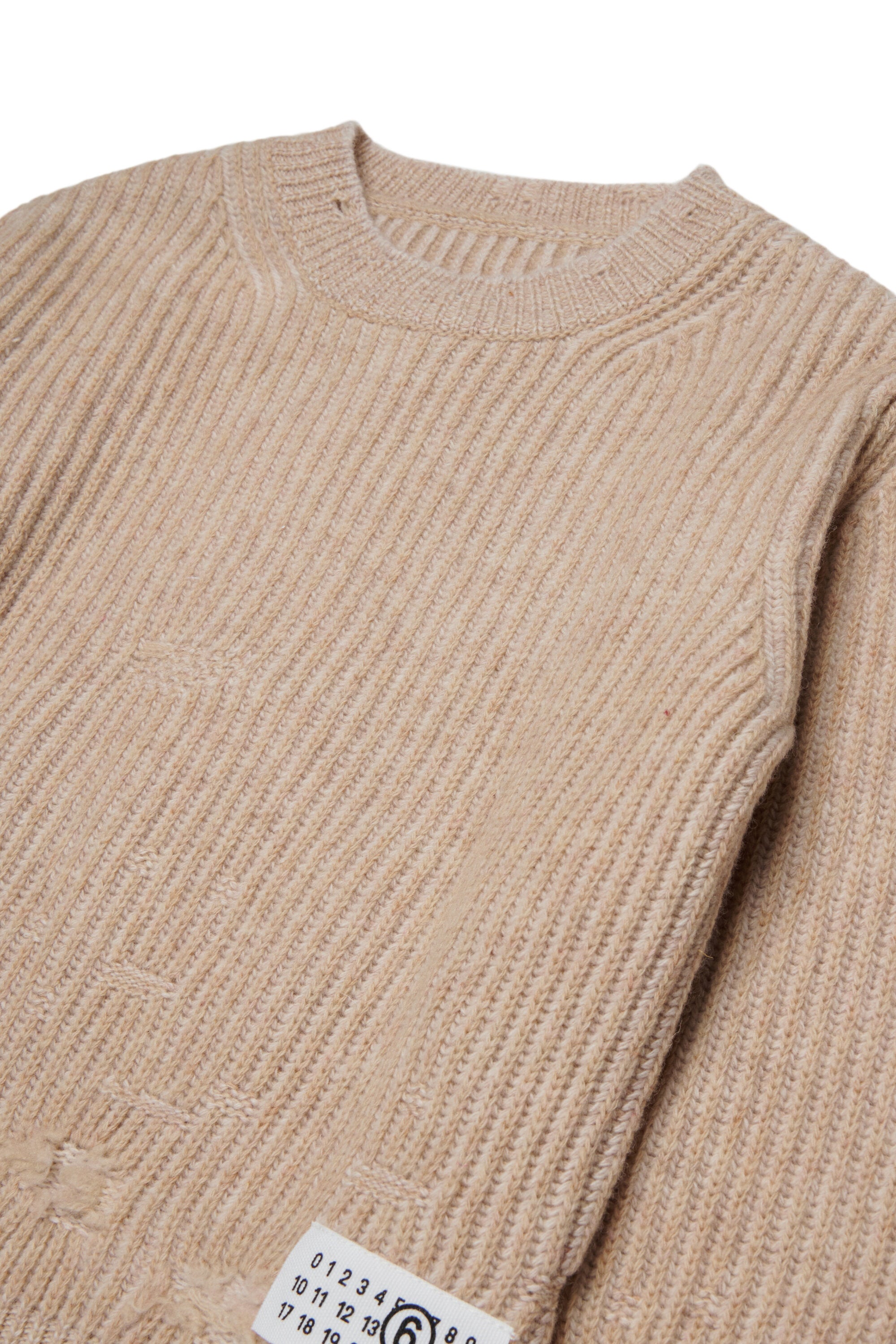 Ribbed wool pullover with breaks