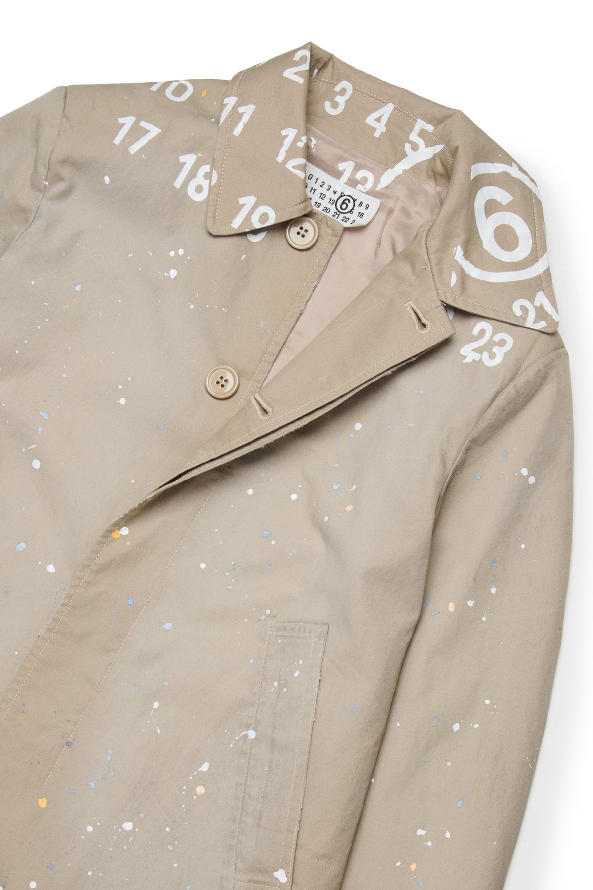 Trench coat with printed logo