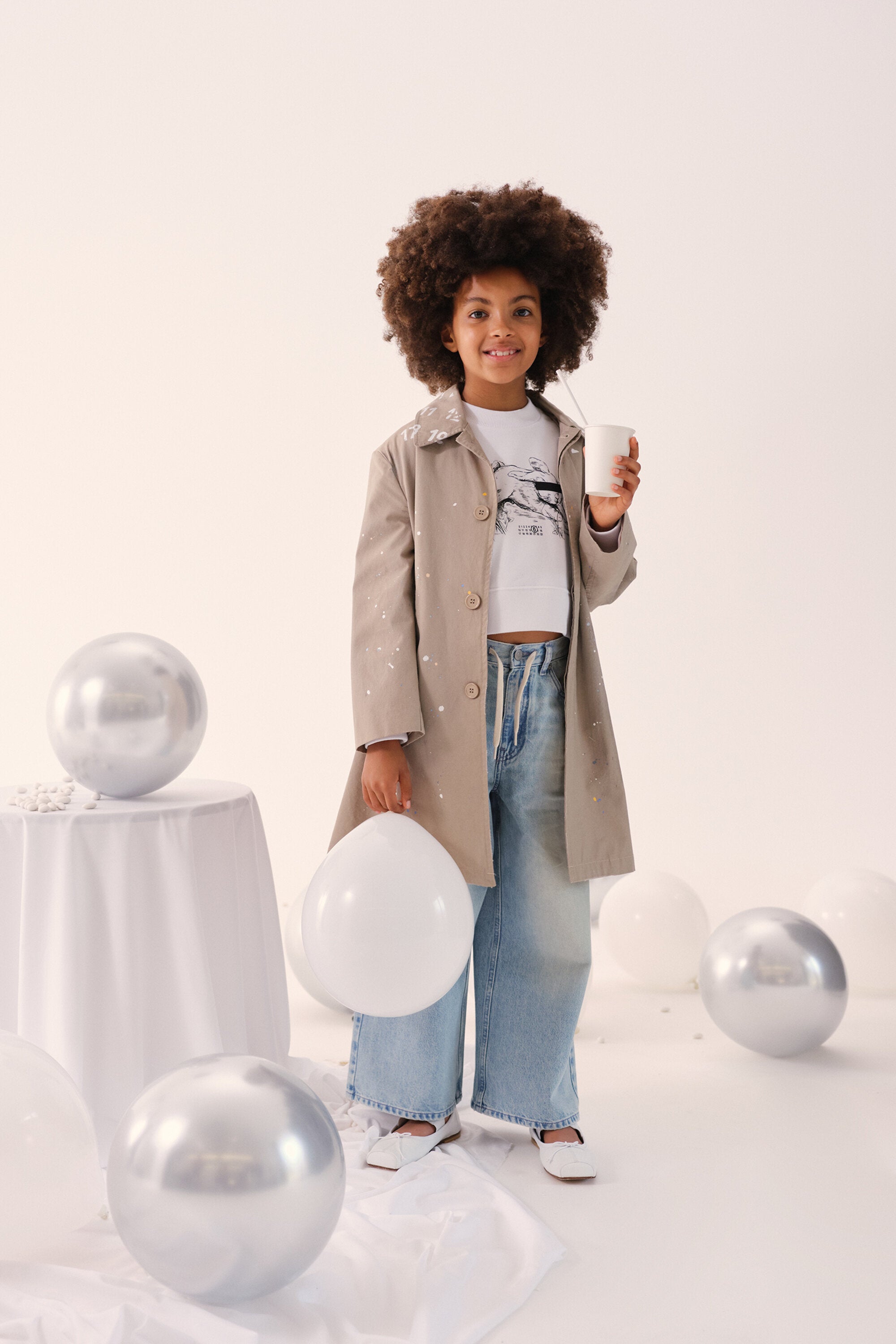 Trench coat with printed logo