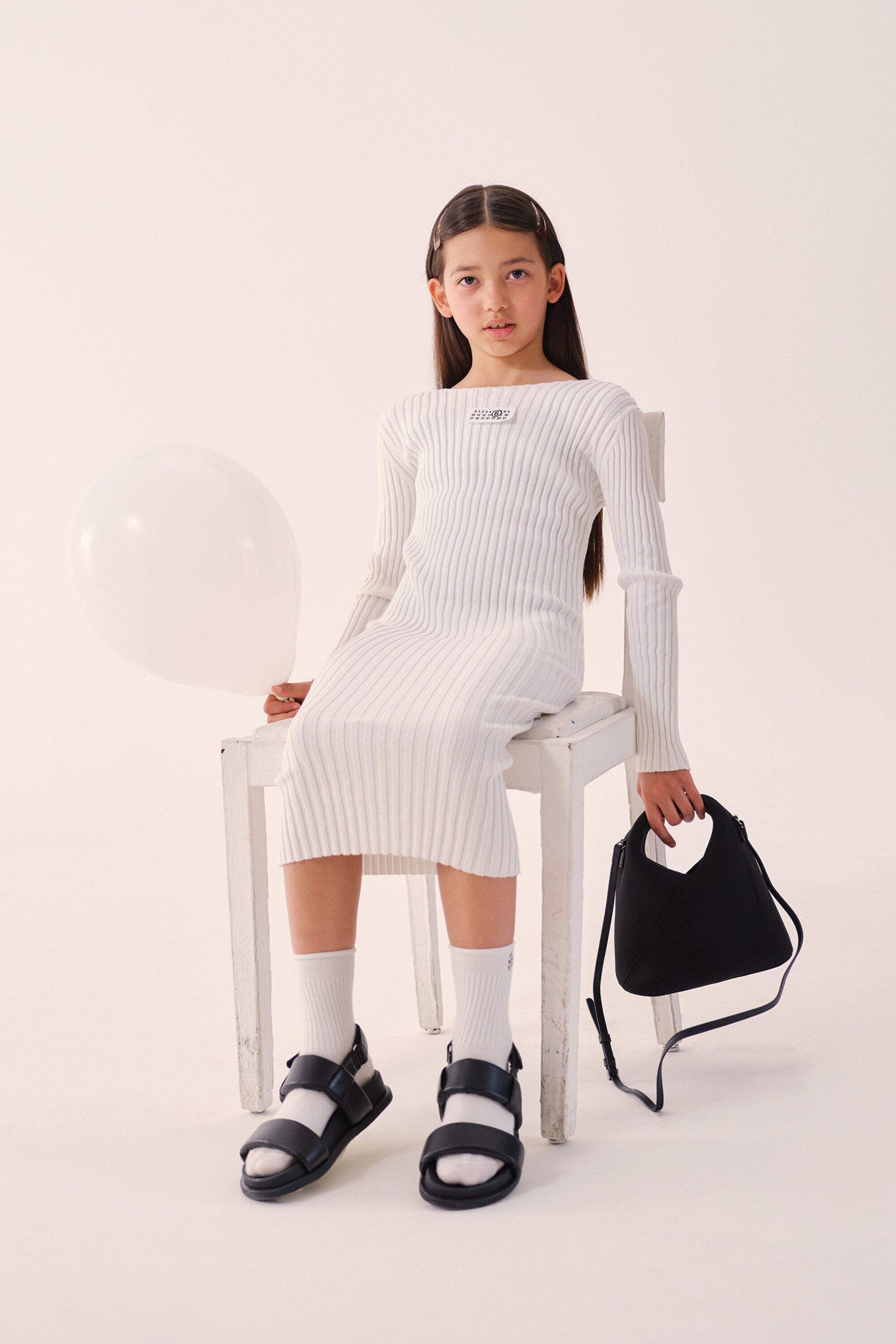 Ribbed long dress with logo