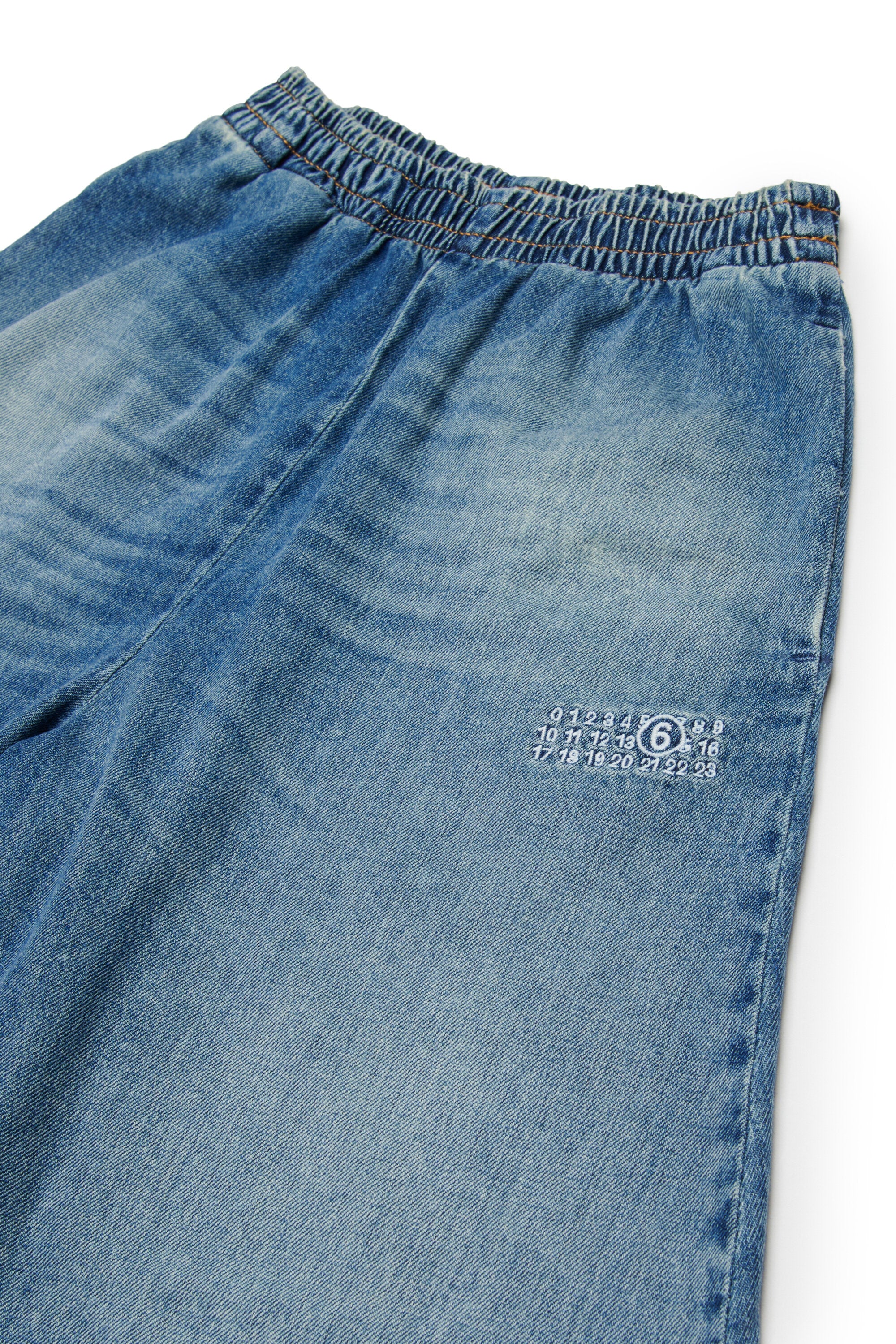 Wide denim shorts with logo