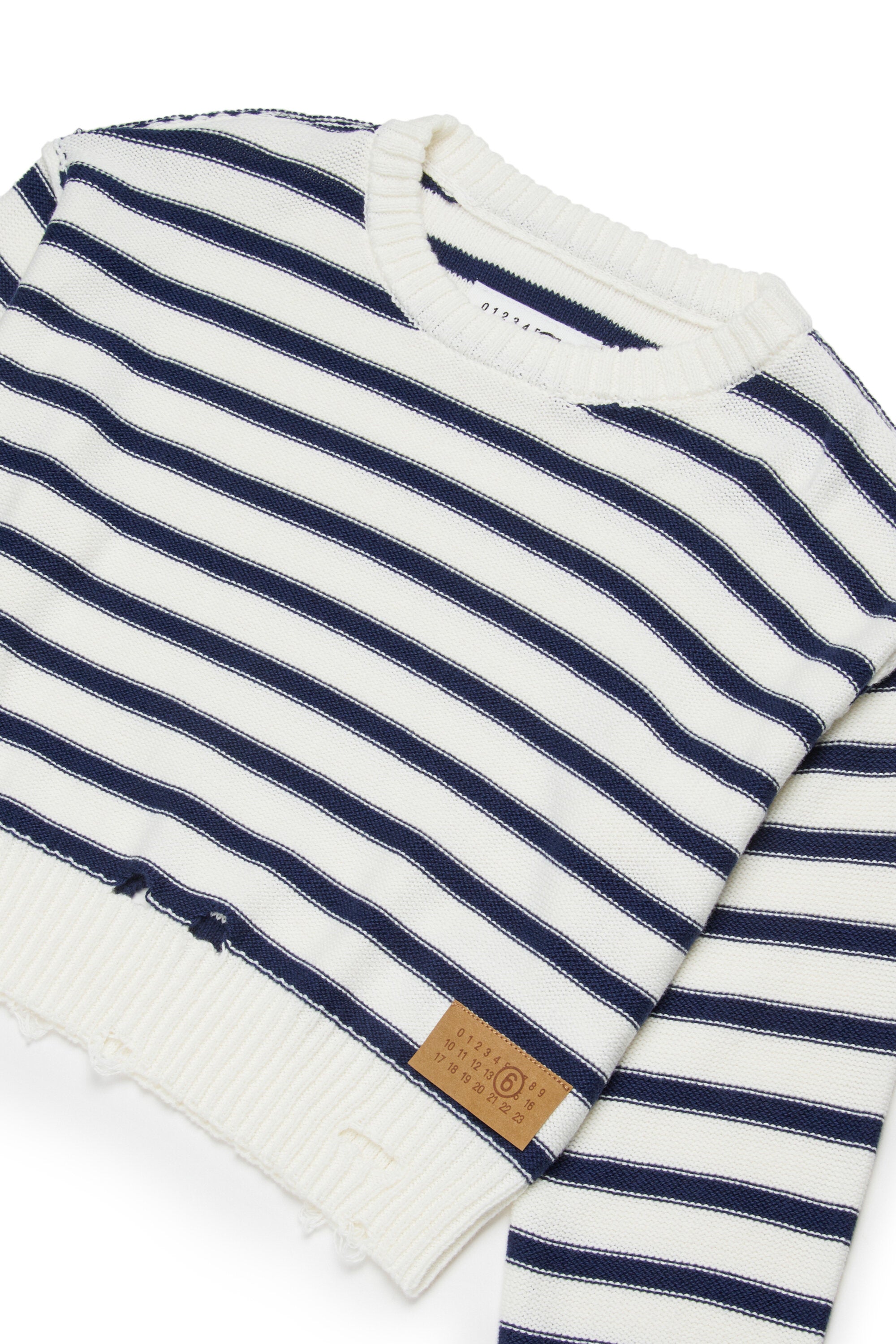 Crew-neck striped pullover with logo