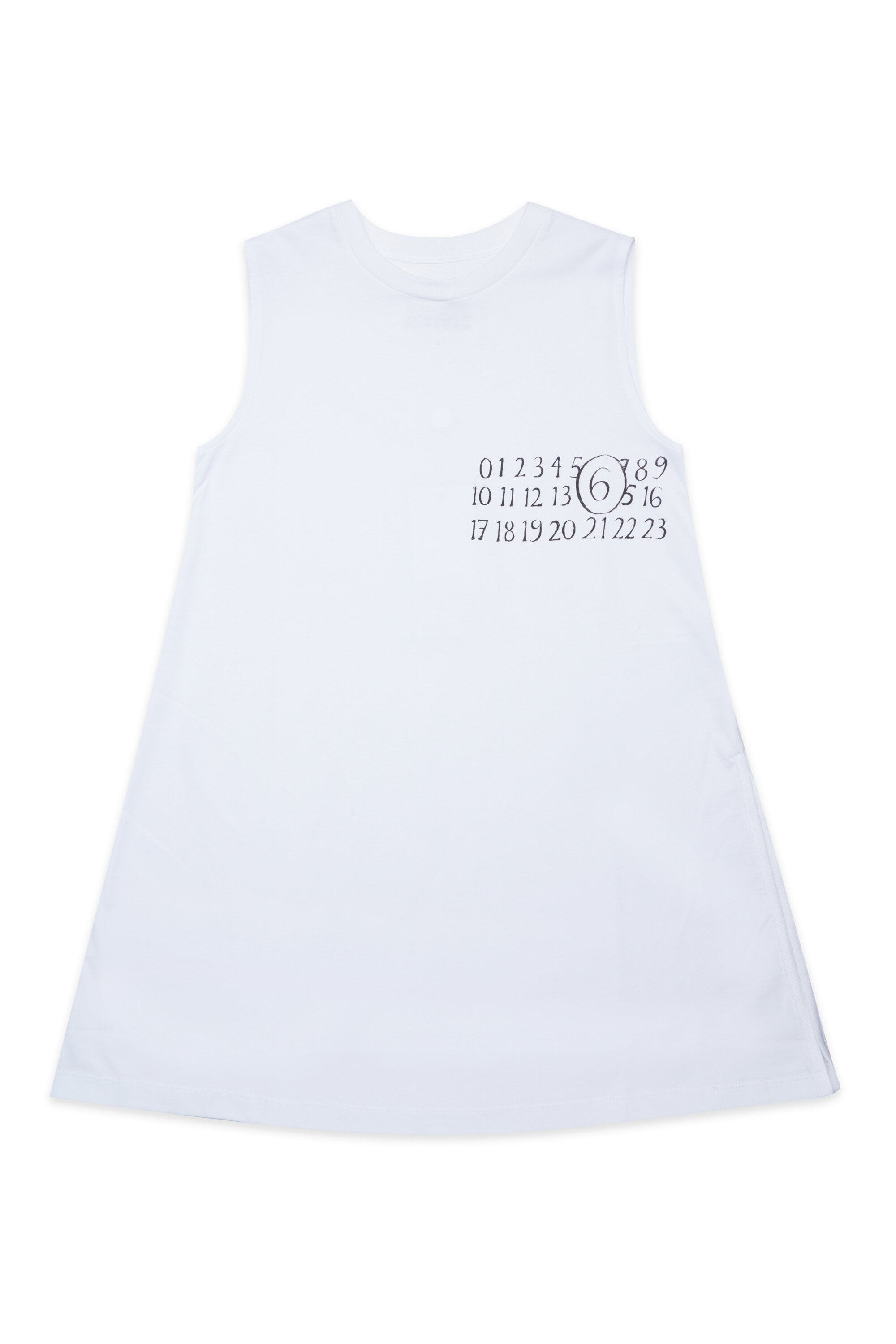 Sleeveless dress with numeric logo