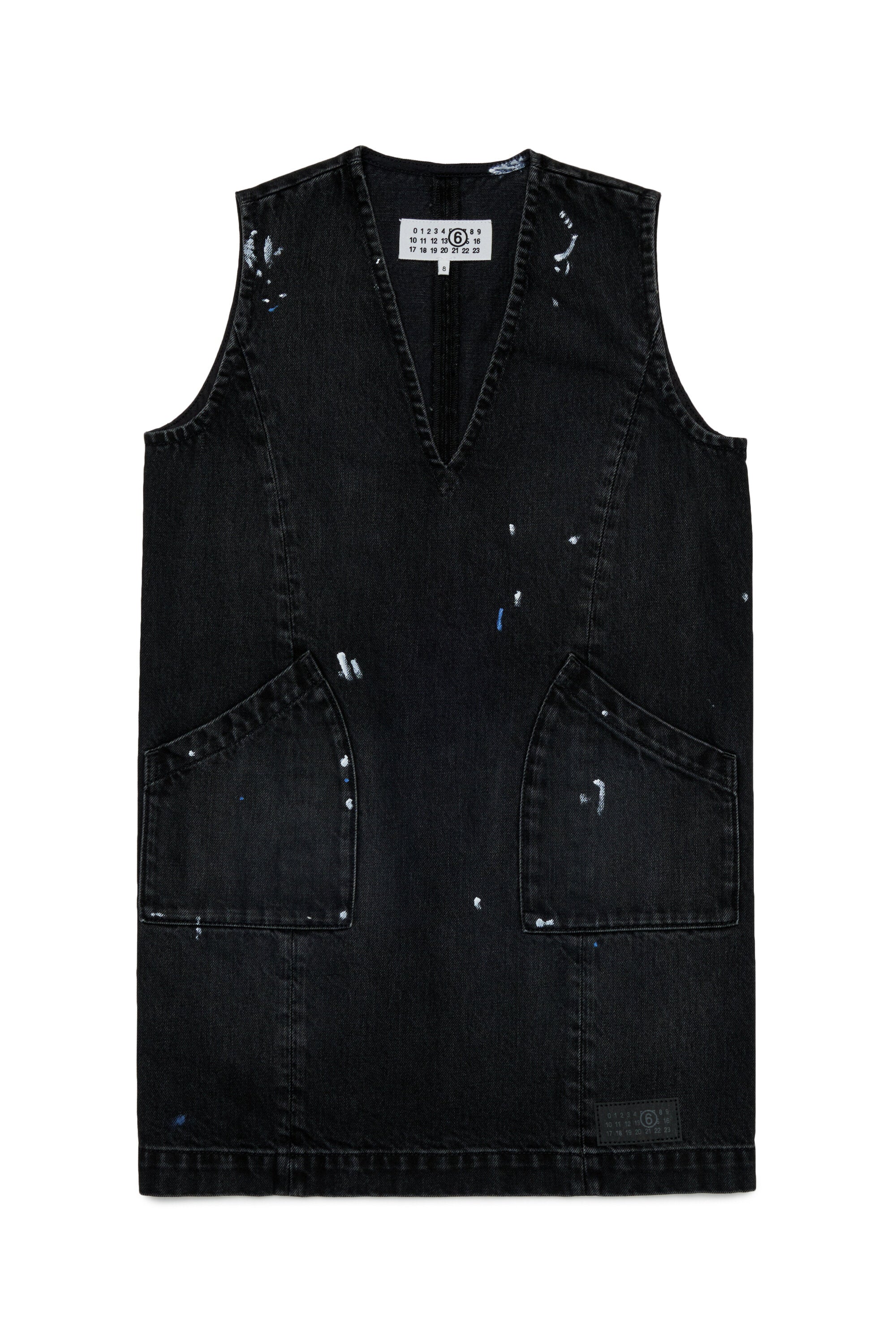 Sleeveless dress with used effect and logo
