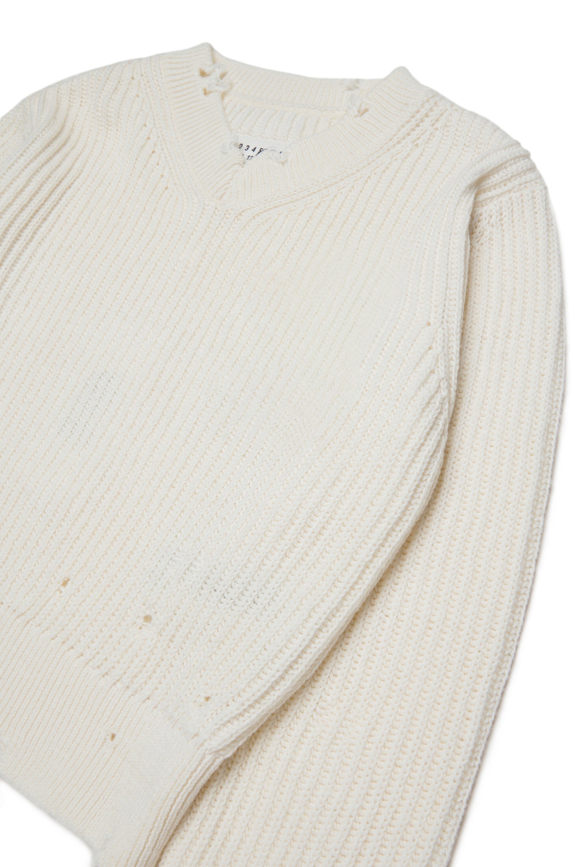 V-neck pullover with distressed details