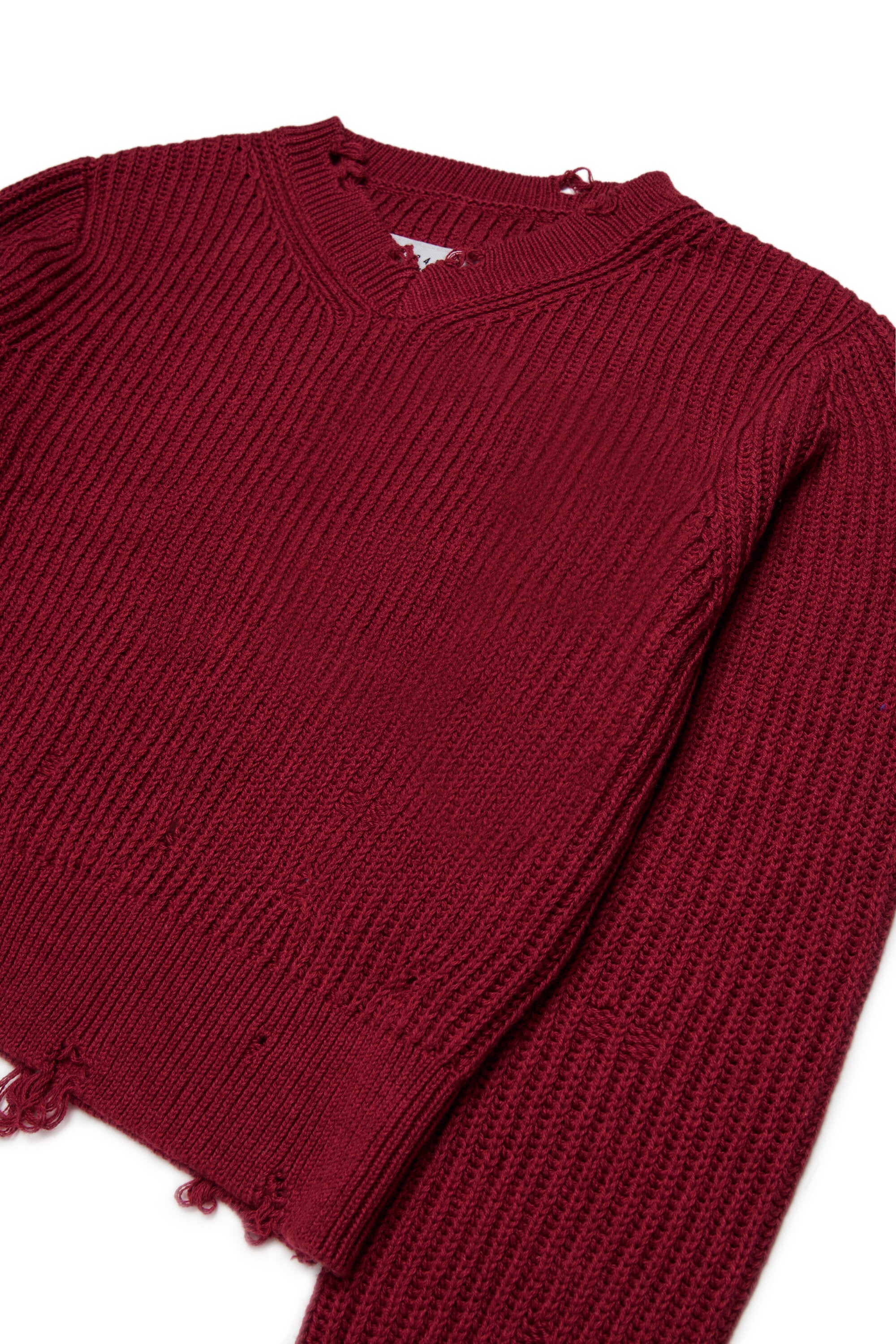 V-neck pullover with distressed details