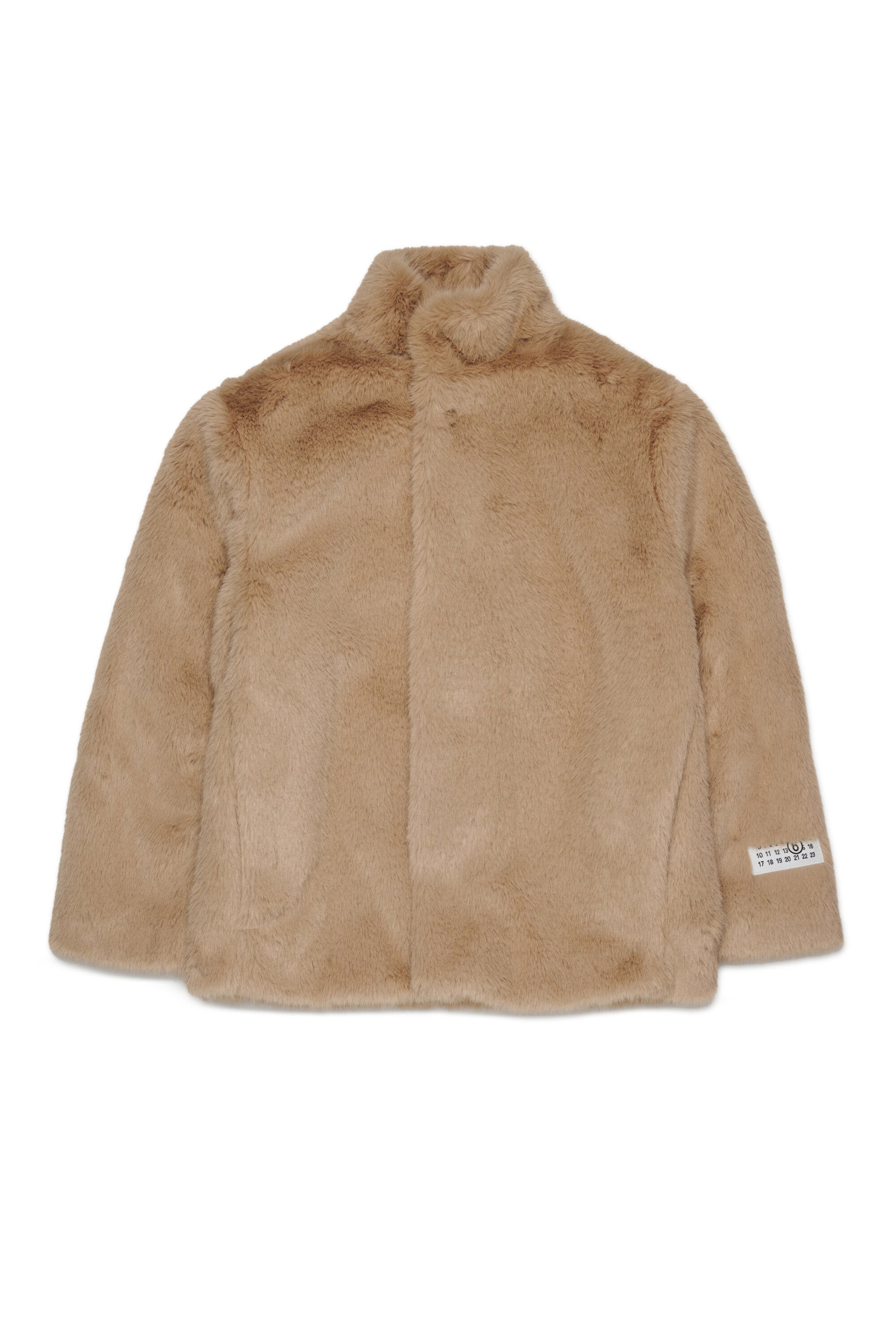 Faux fur jacket with logo