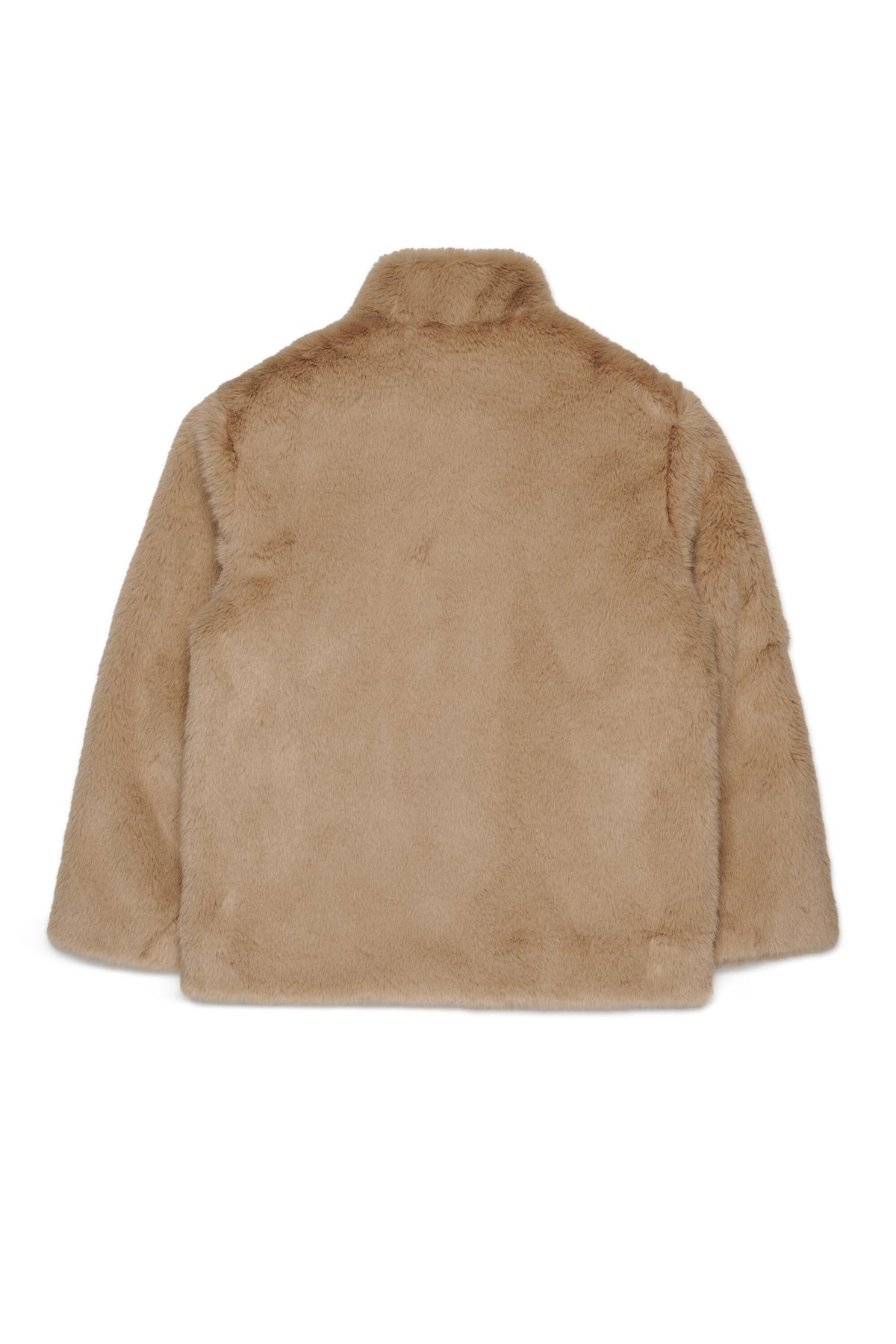Faux fur jacket with logo