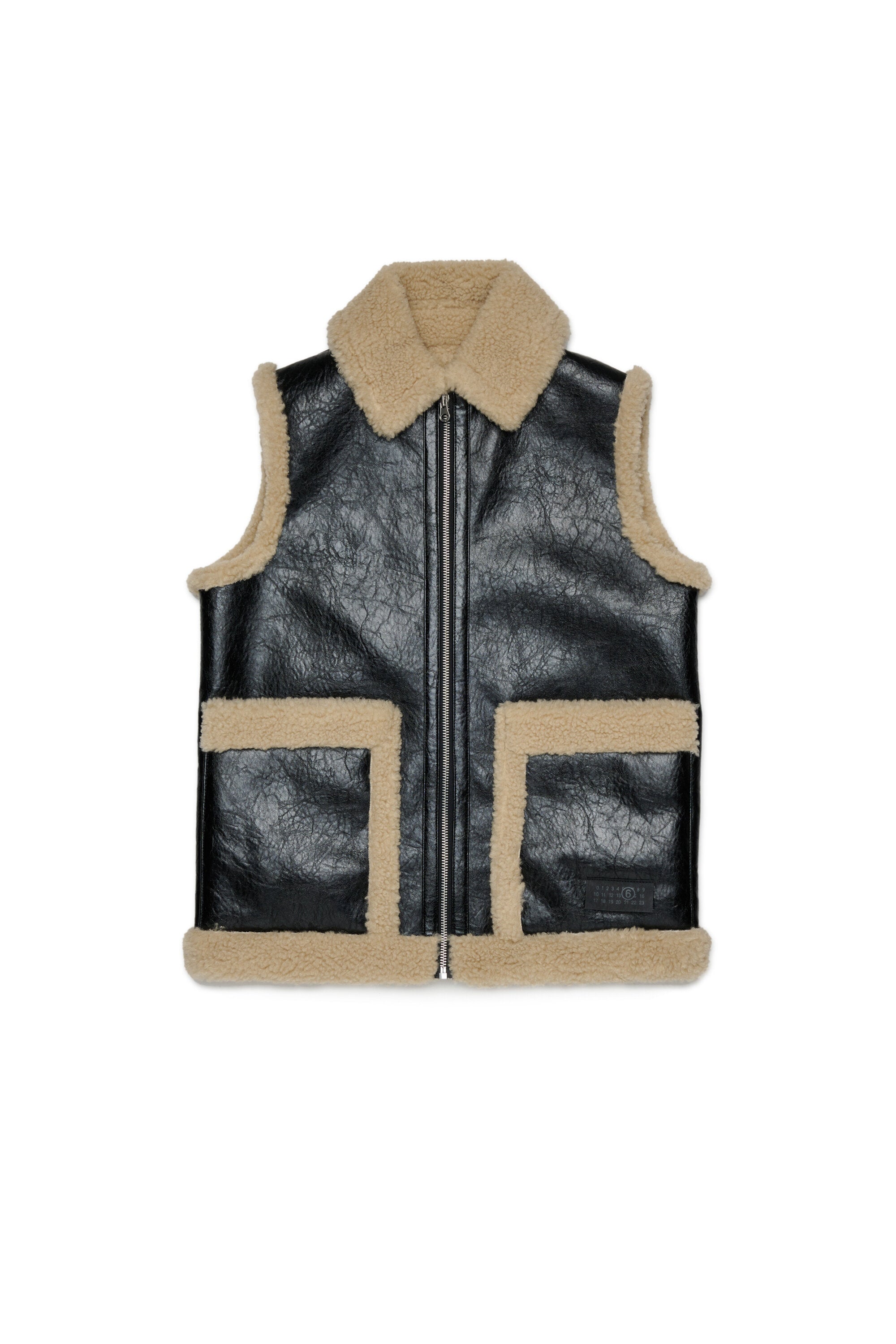Sleeveless shearling-effect jacket