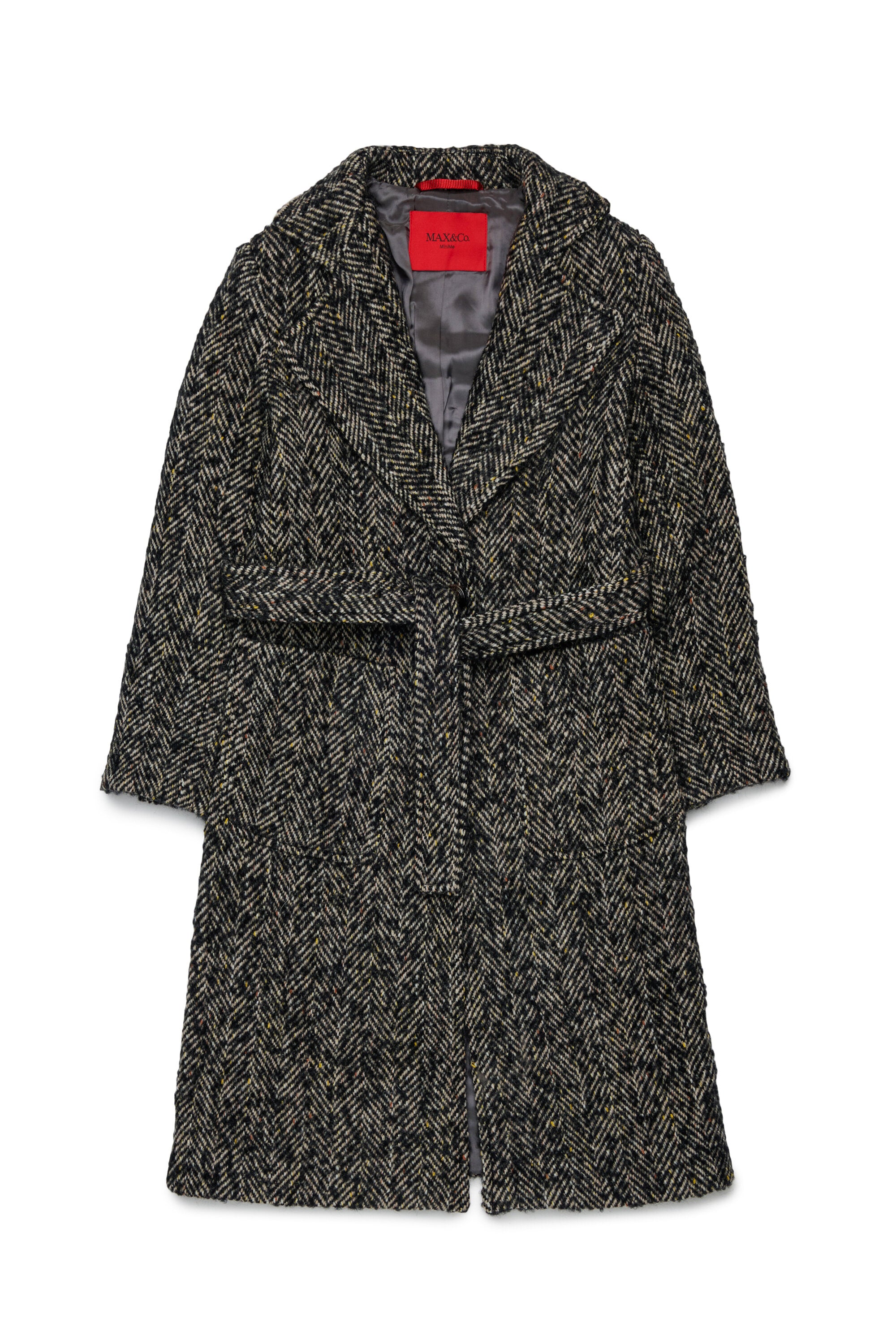 Coat with herringbone pattern
