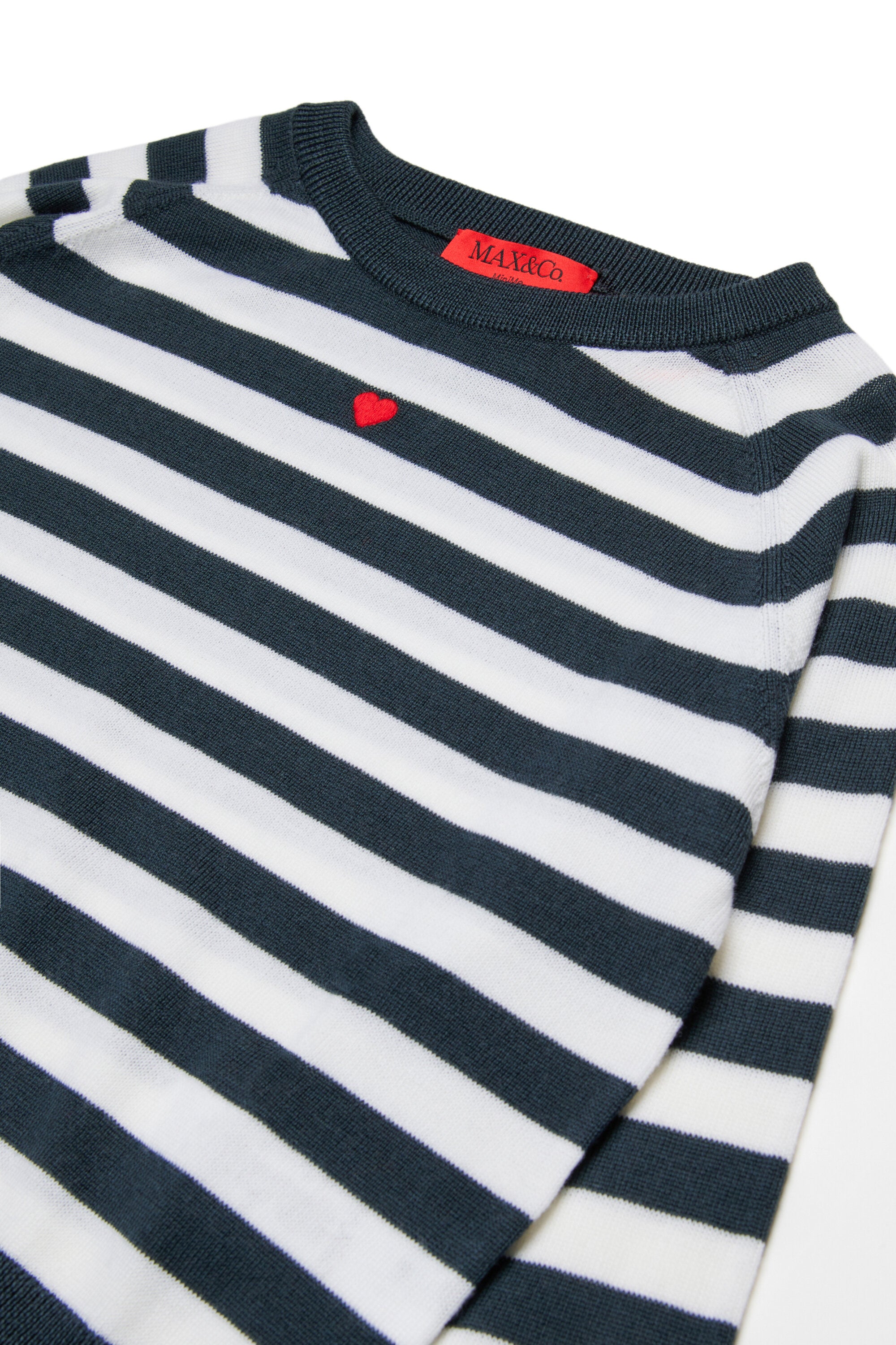 Wool crew-neck pullover with stripes