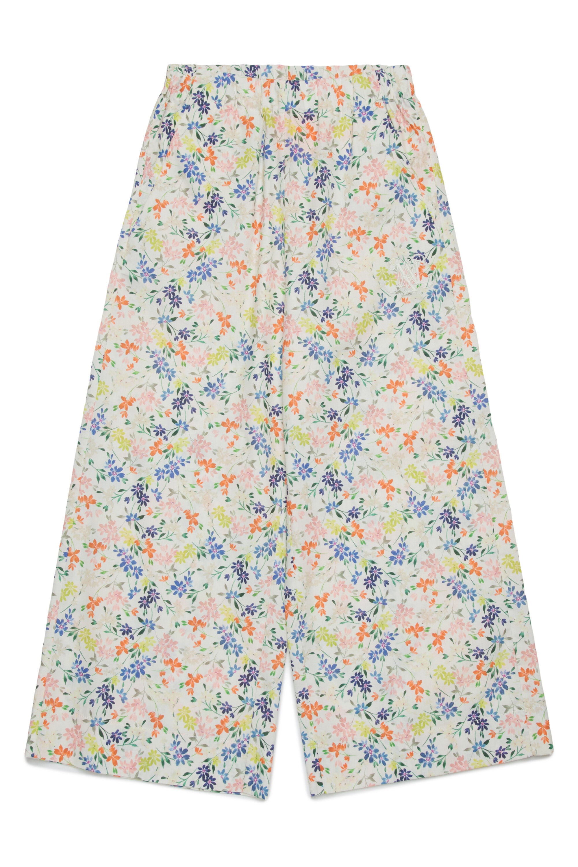Floral allover poplin wide pants