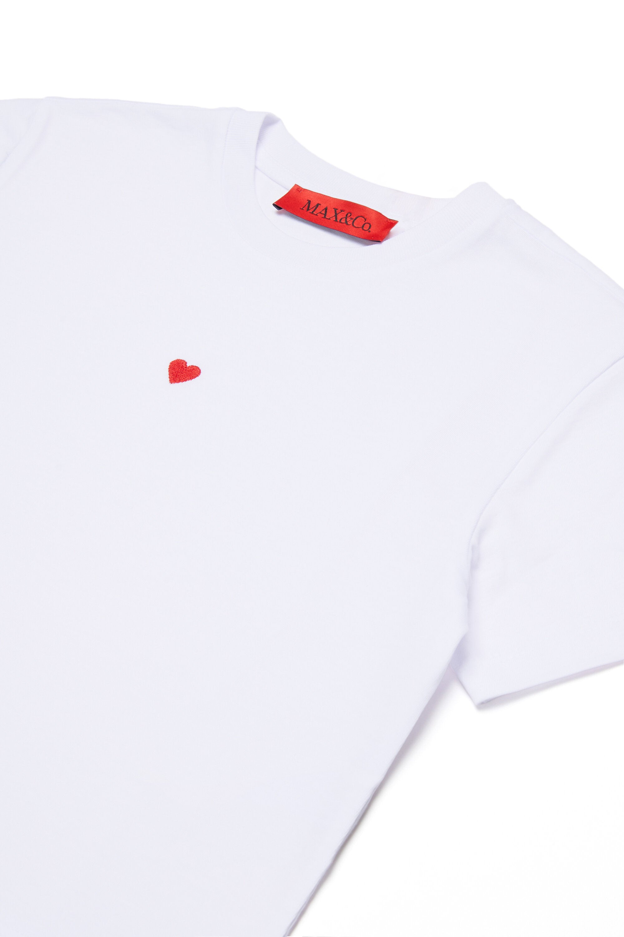 Cropped jersey T-shirt with heart embroidery