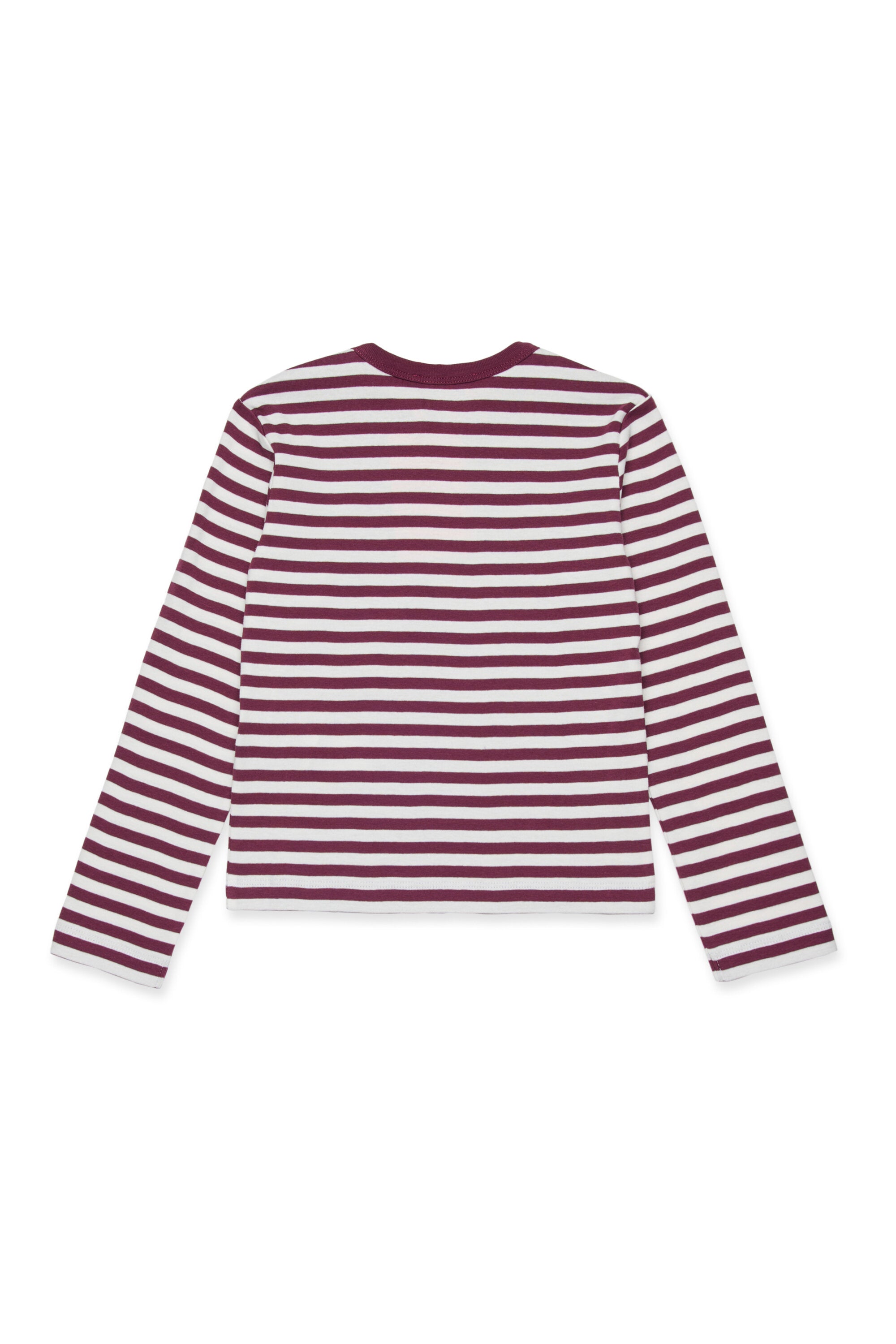 Long sleeve T-shirt in striped micro ribs