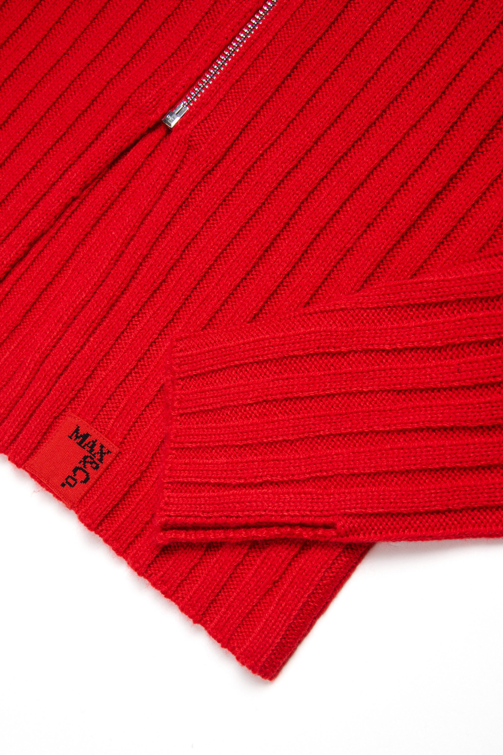 Ribbed wool blend turtleneck cardigan