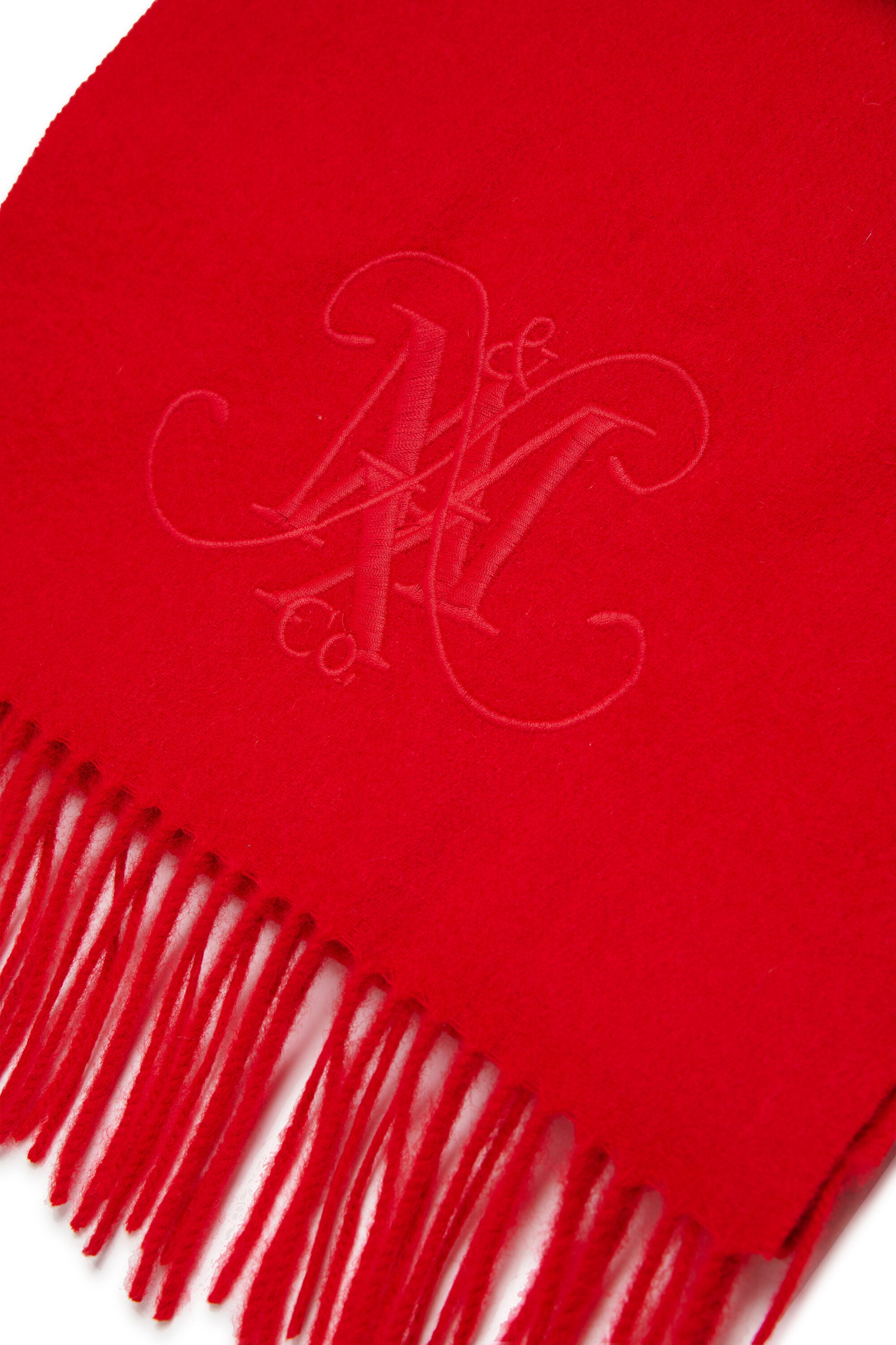 Wool scarf with embroidered logo
