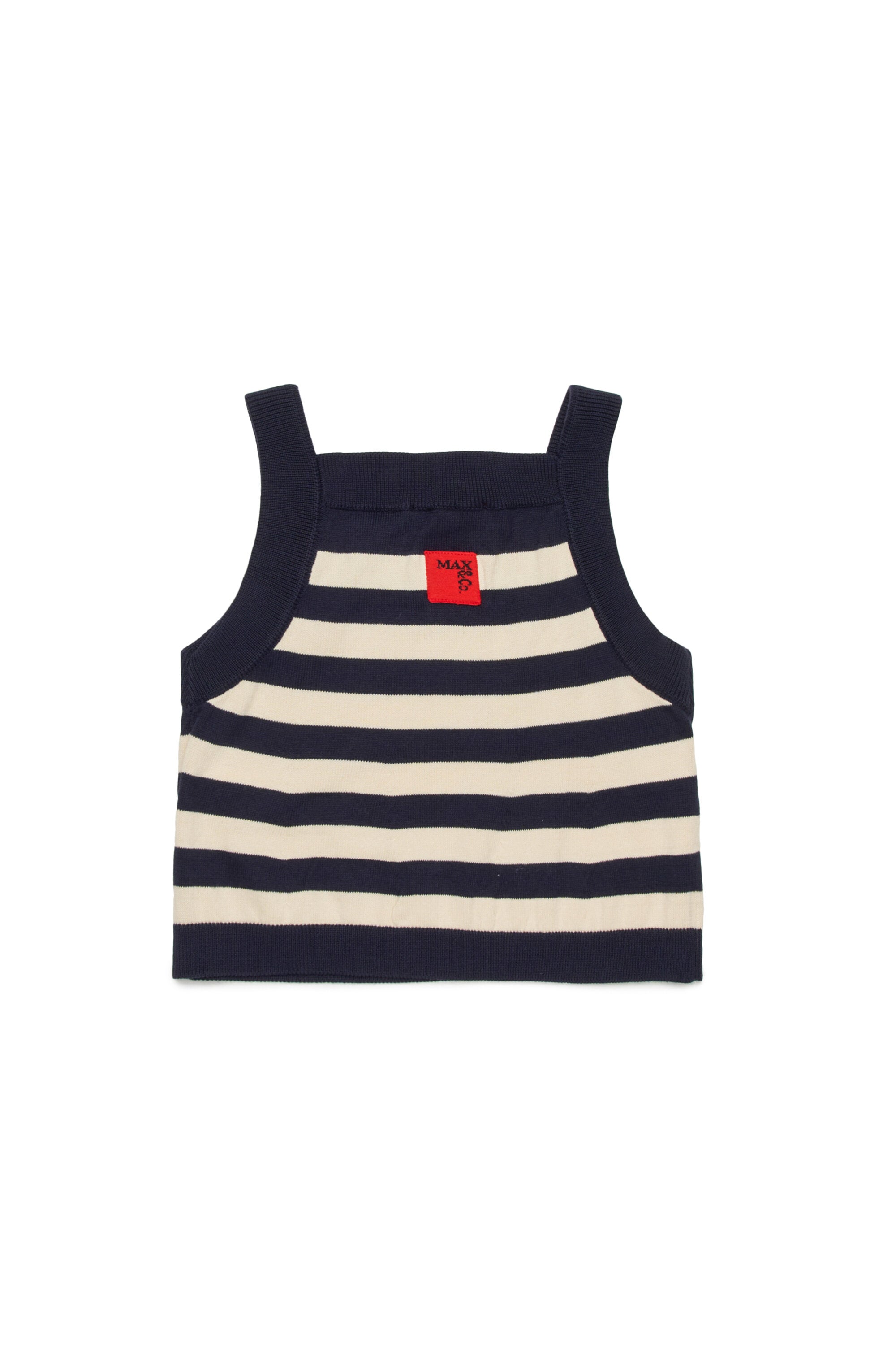 Striped knit top with logo