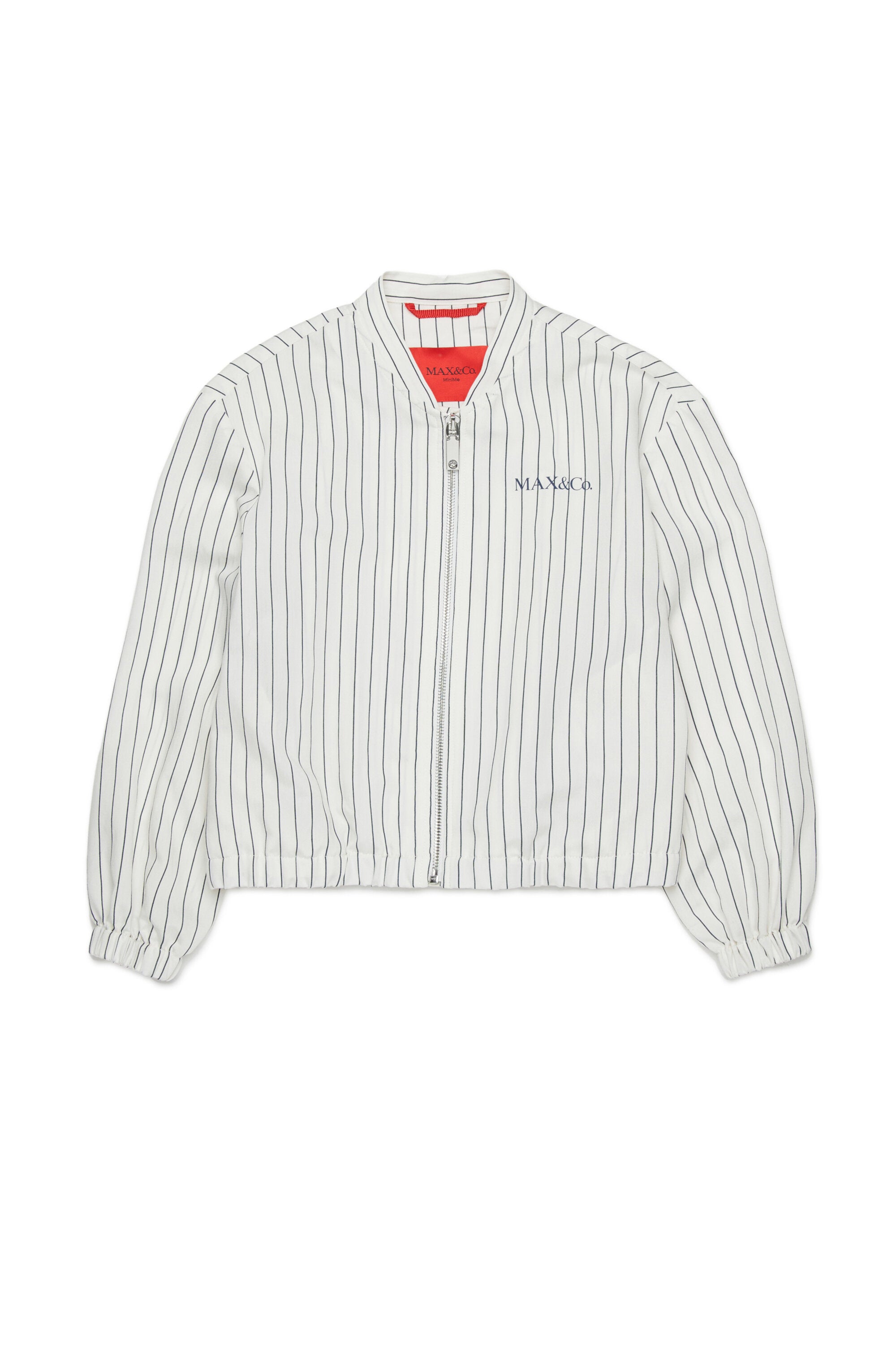 Striped bomber jacket with logo