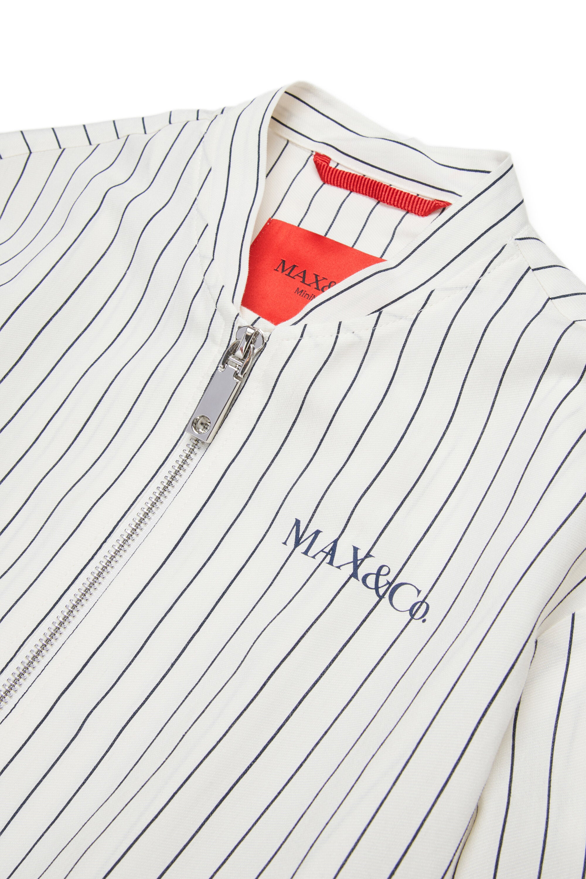 Striped bomber jacket with logo