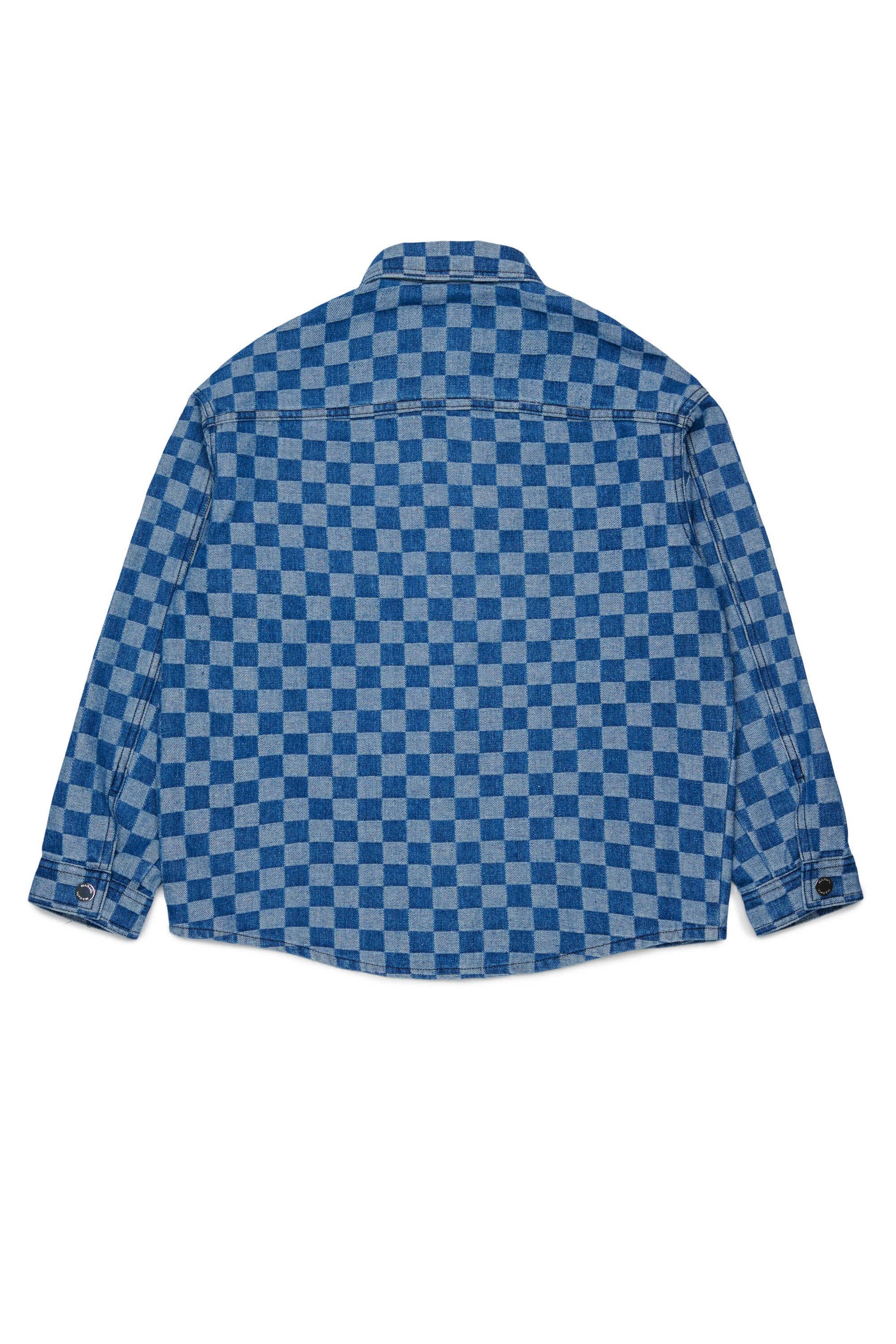 Denim shirt with check pattern