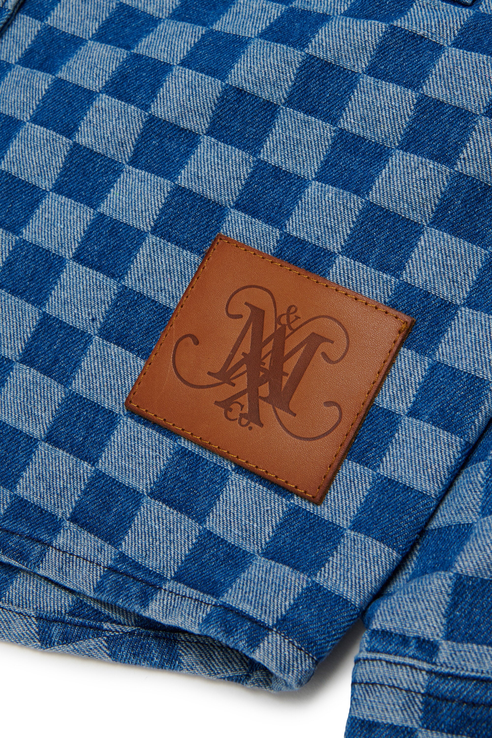 Denim shirt with check pattern