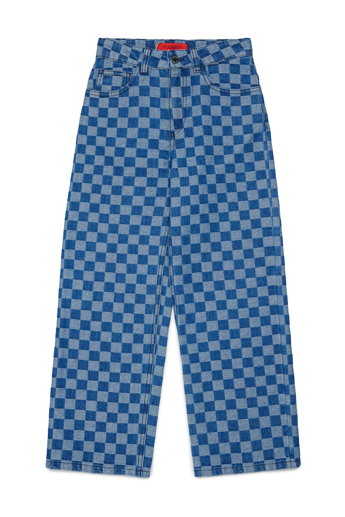 Regular jeans with check pattern