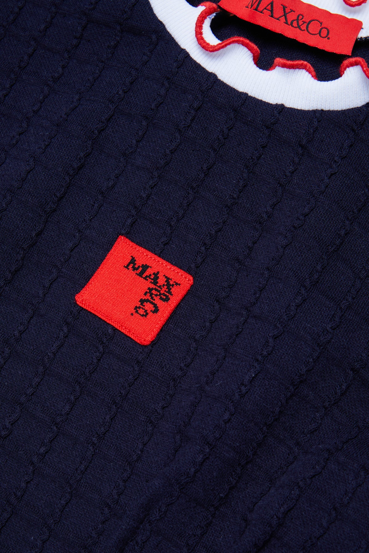 Jacquard dress with logo and ruffles