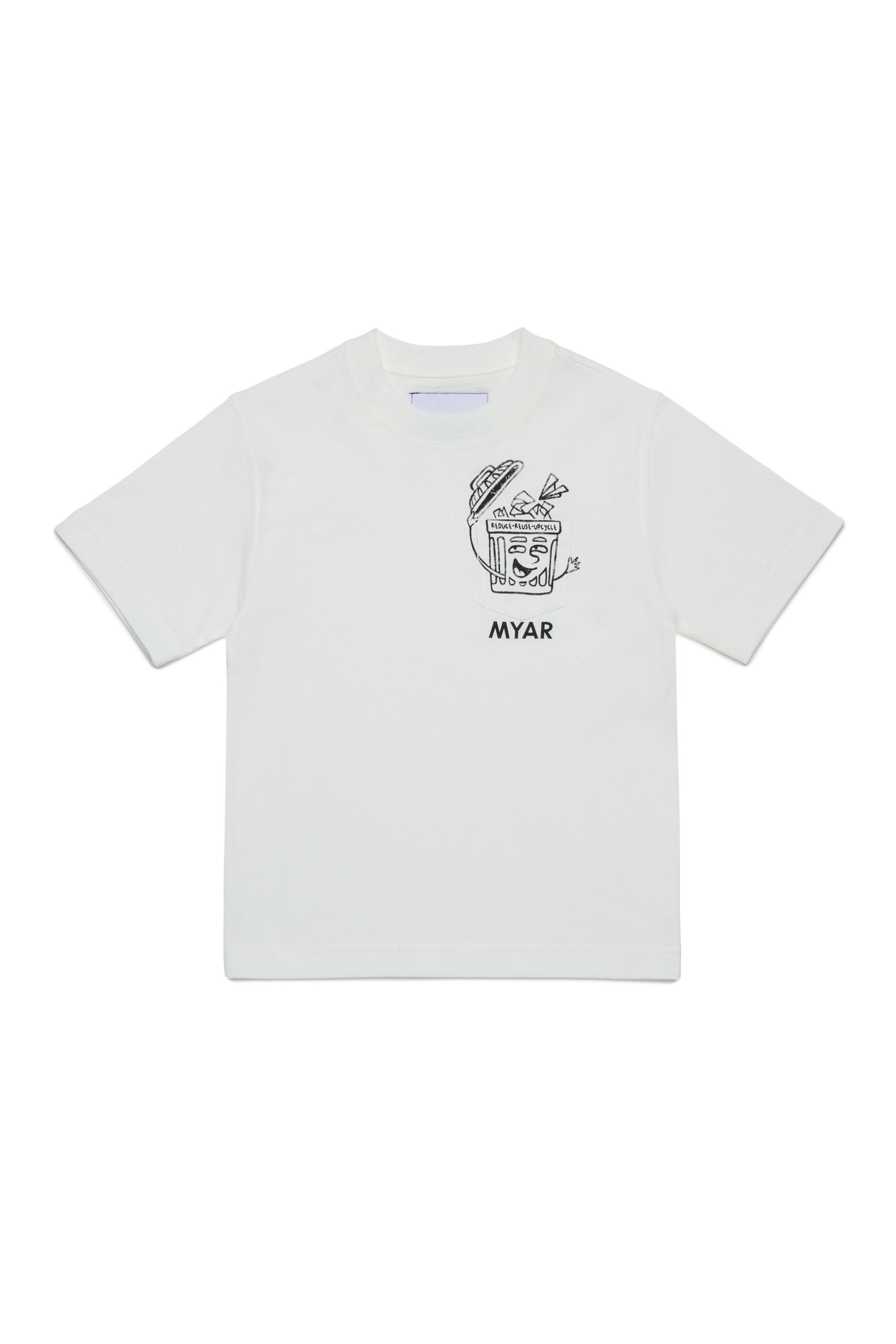 Deadstock cotton T-shirt with pocket and Reuse graphics