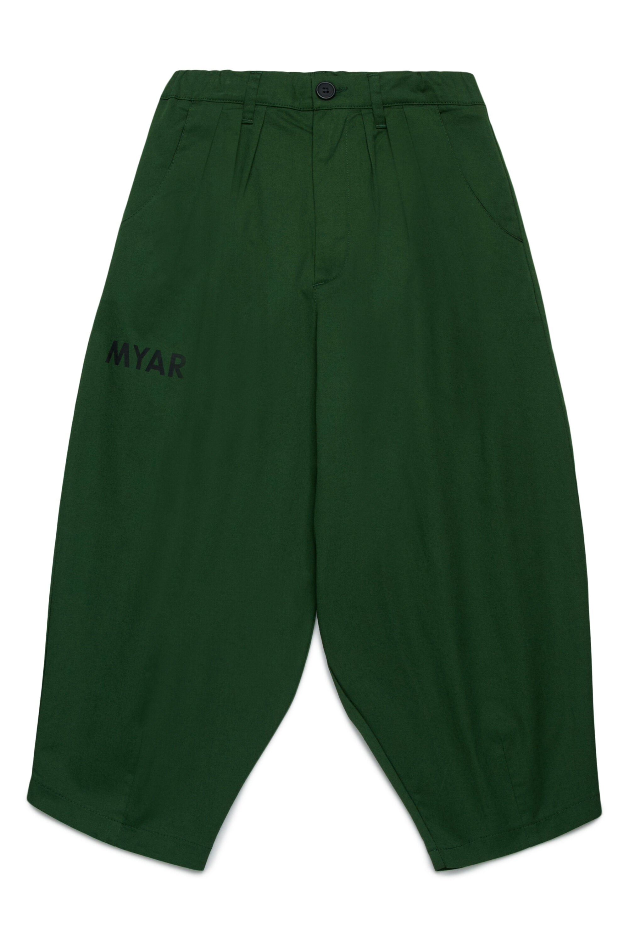 Trousers in deadstock fabric and MYAR logo