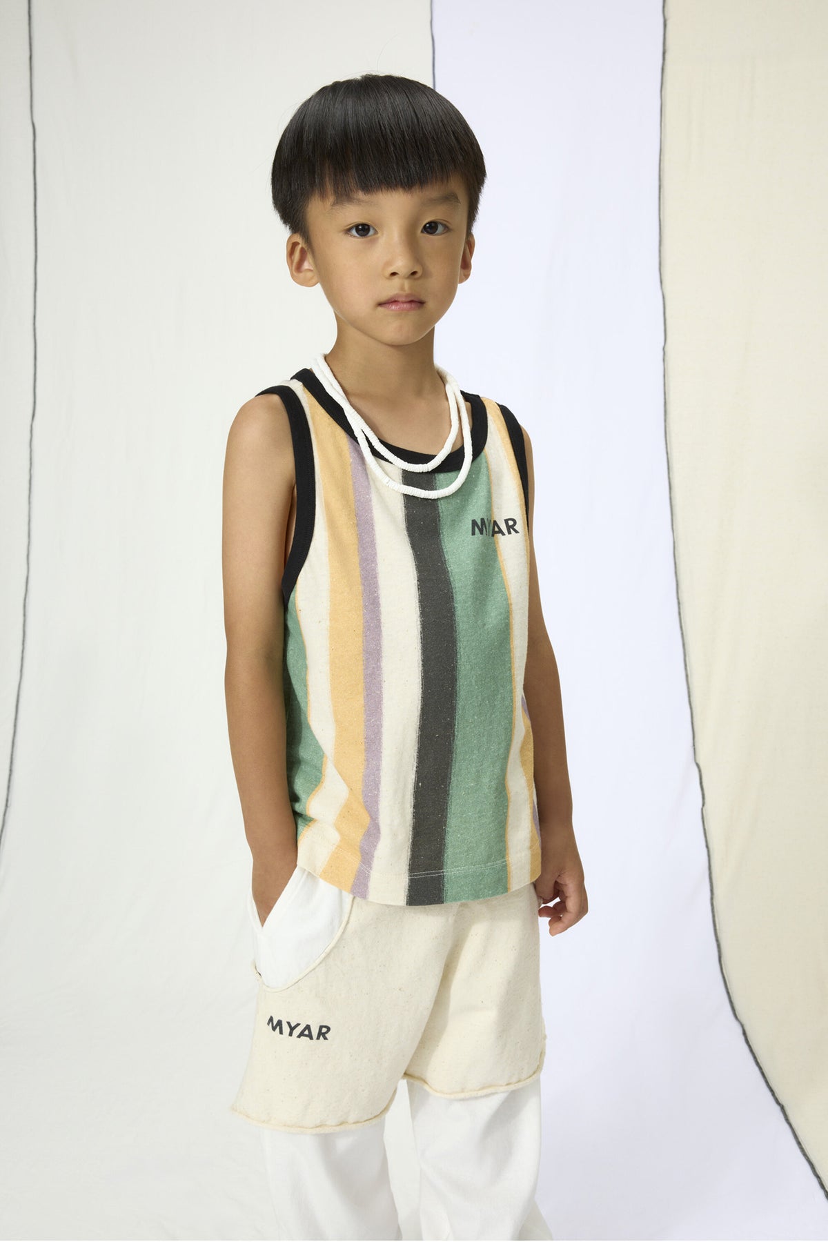 Striped tank top with logo