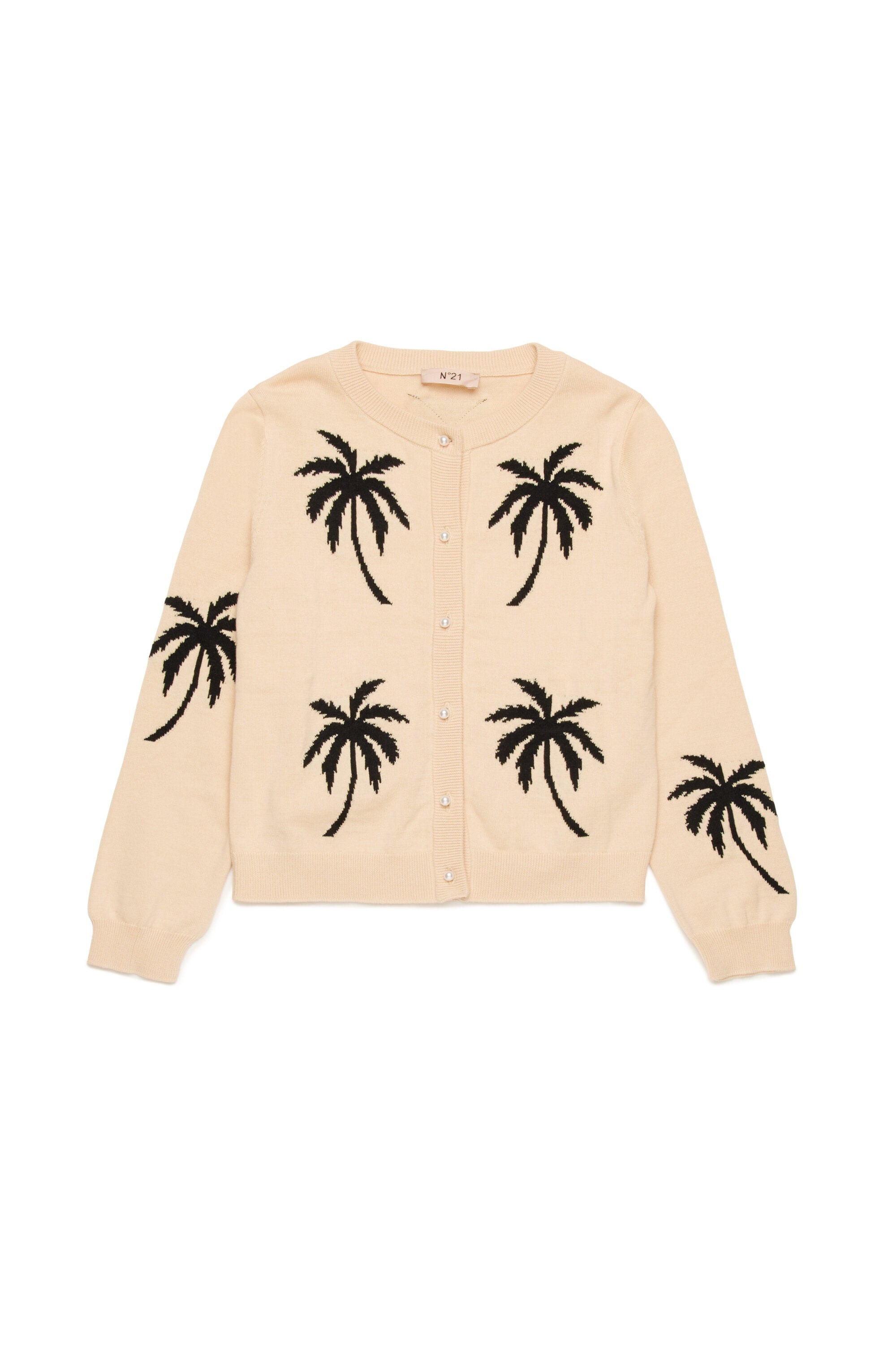 Cotton cardigan with inlay Palm trees