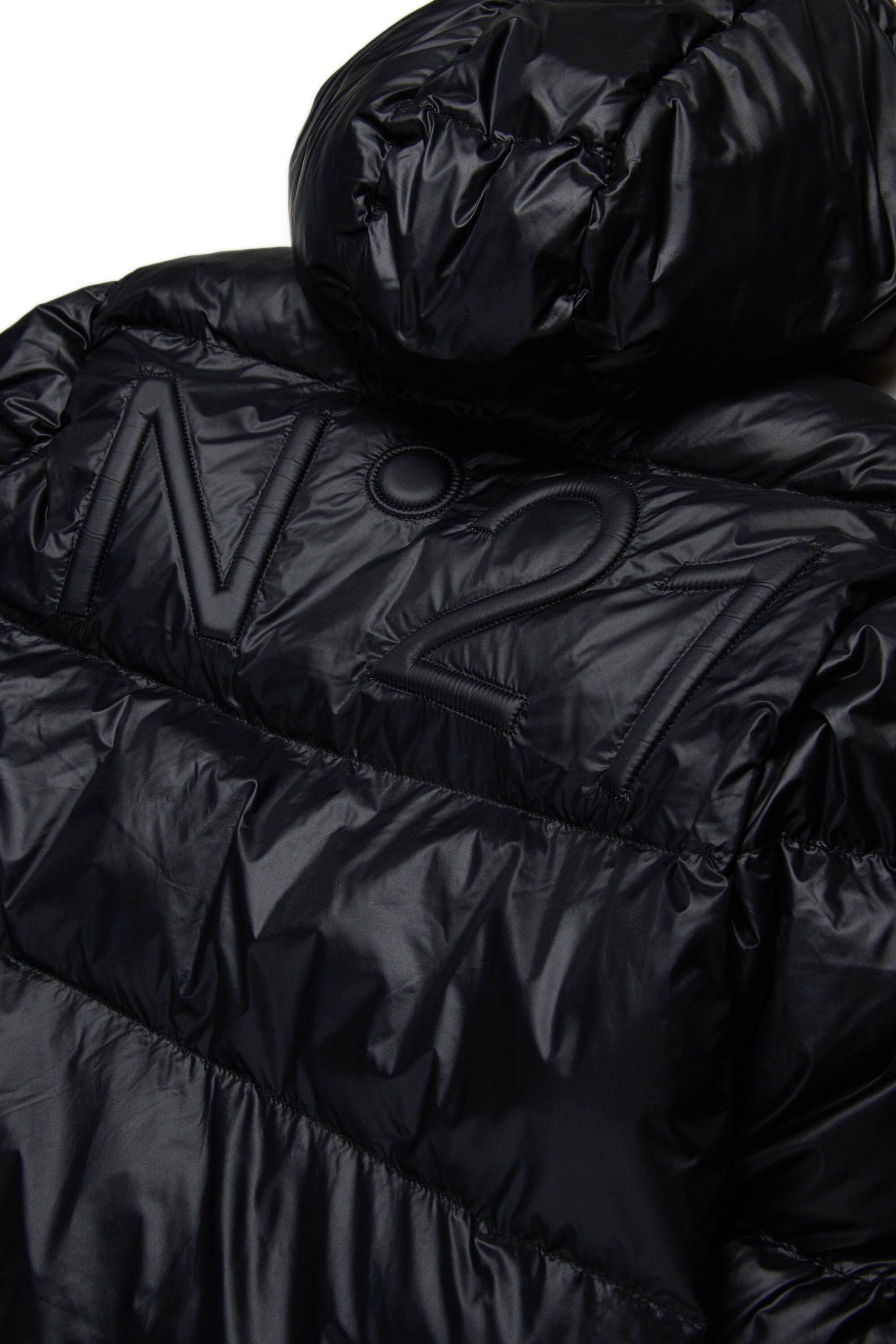 Short padded jacket with asymmetrical bottom