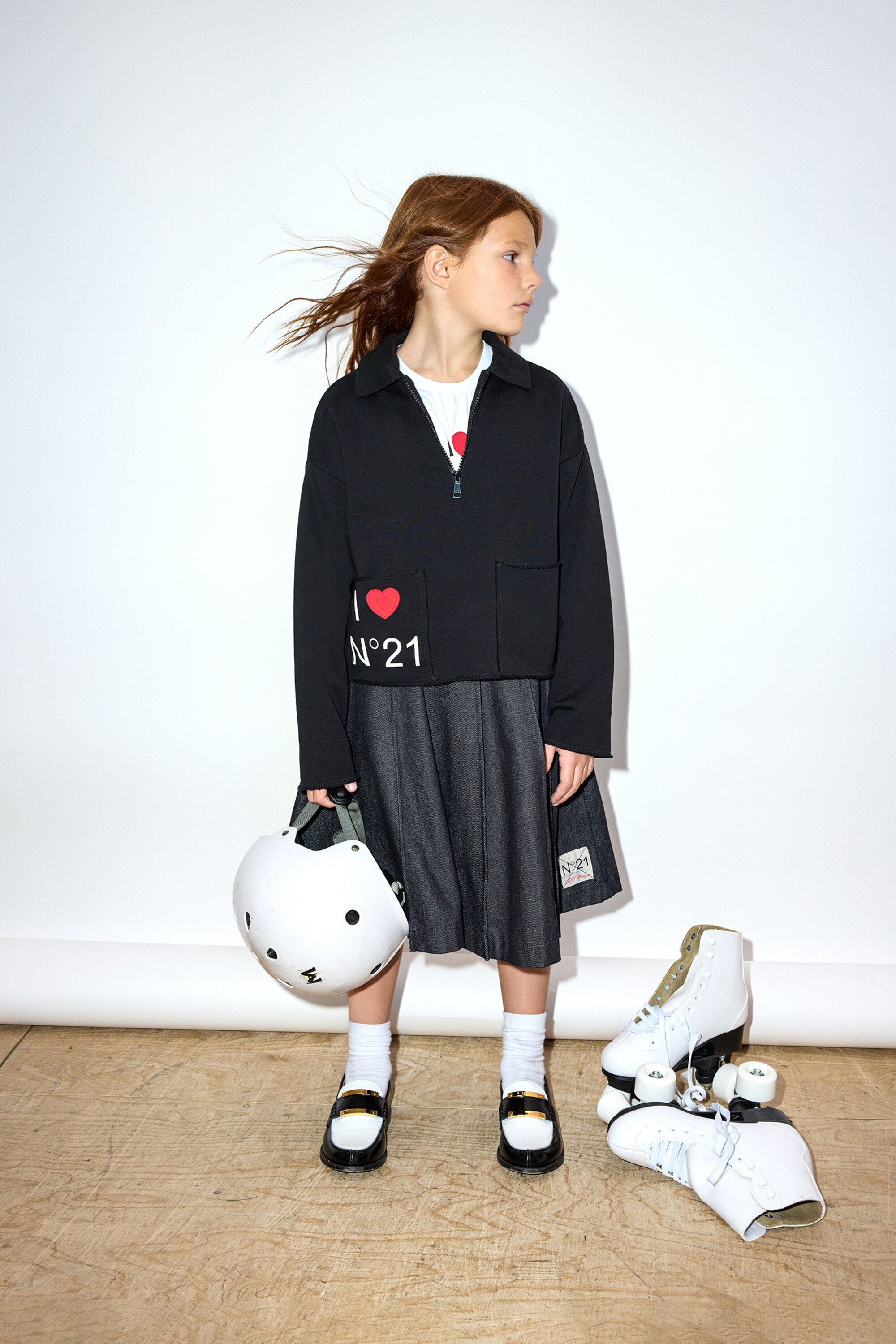 Sweatshirt with zip with print I Love N°21
