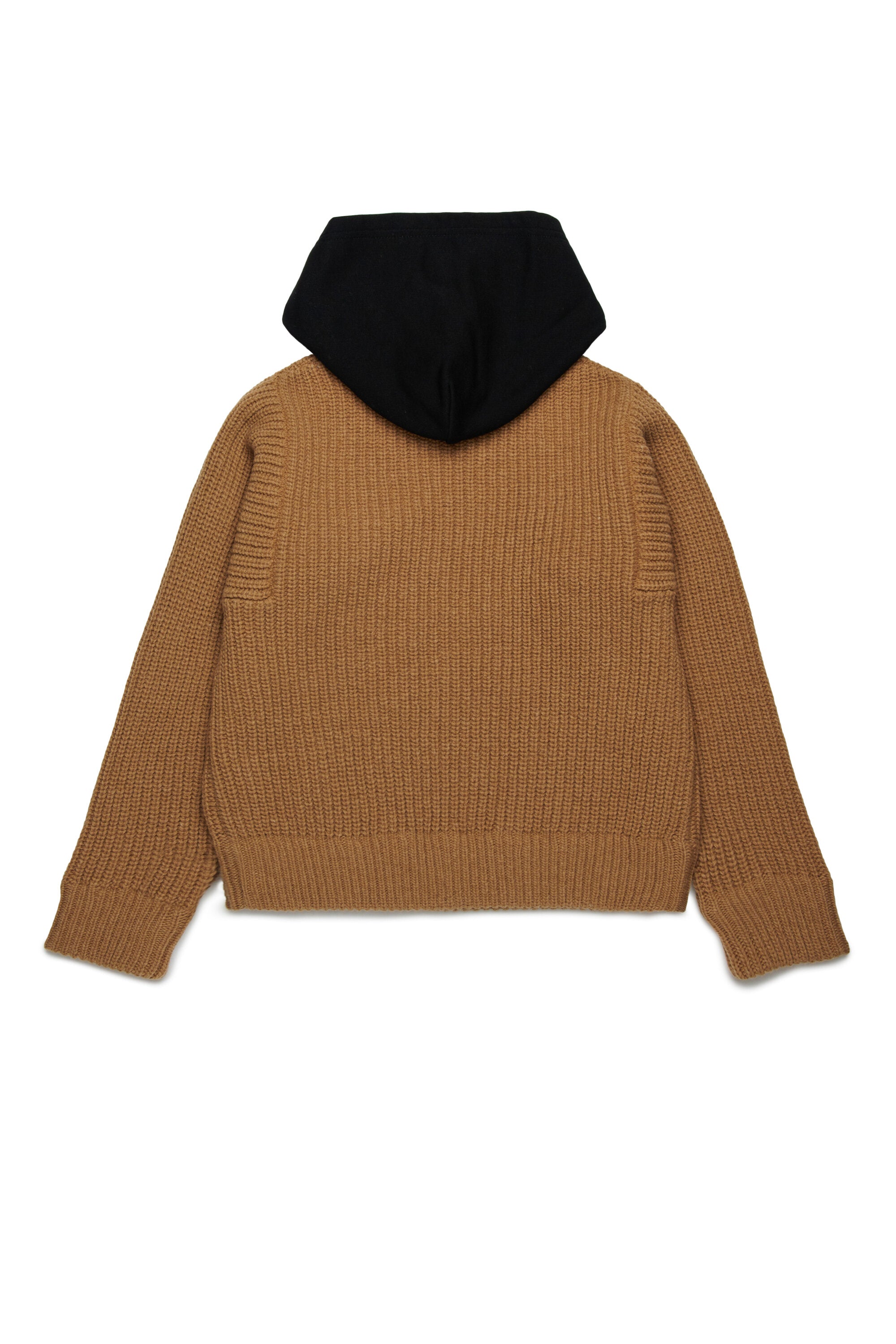 Contrasting hooded wool-blend sweater