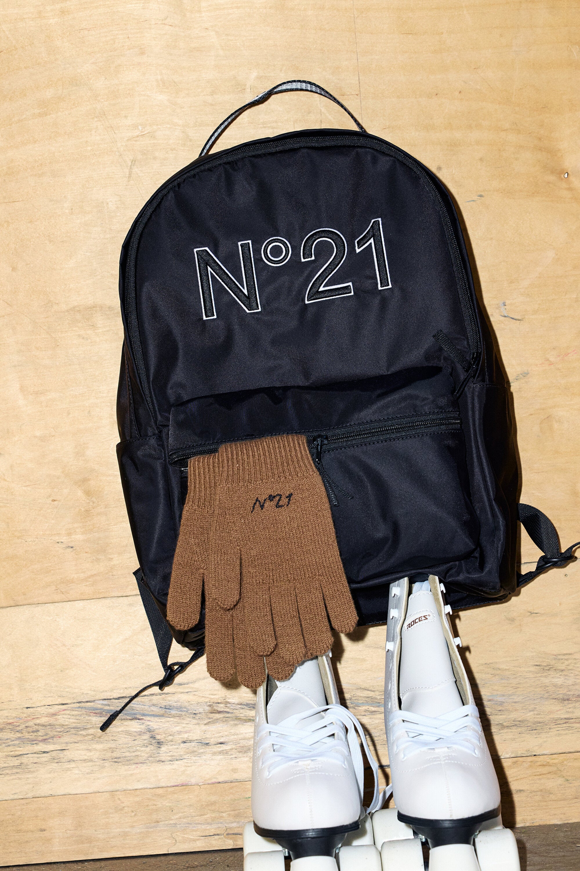 wool-blend gloves with logo
