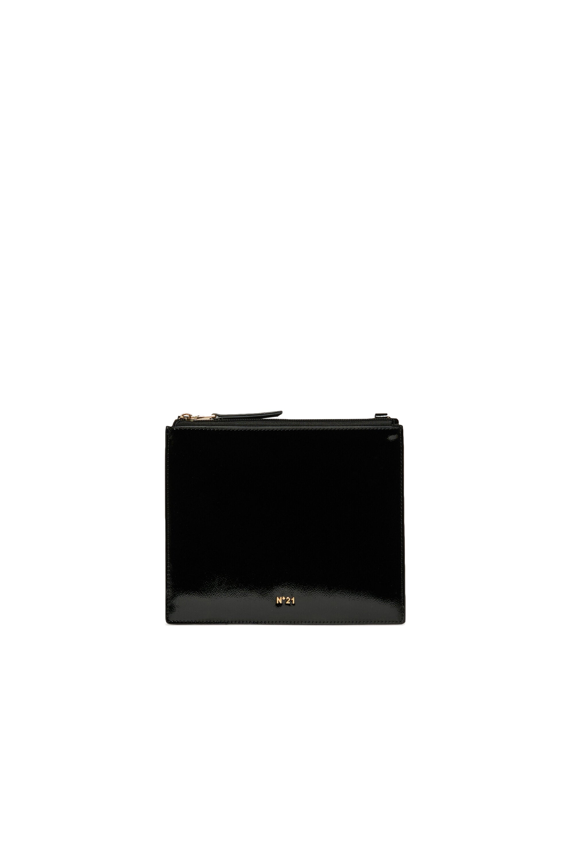Patent leather envelope bag with logo
