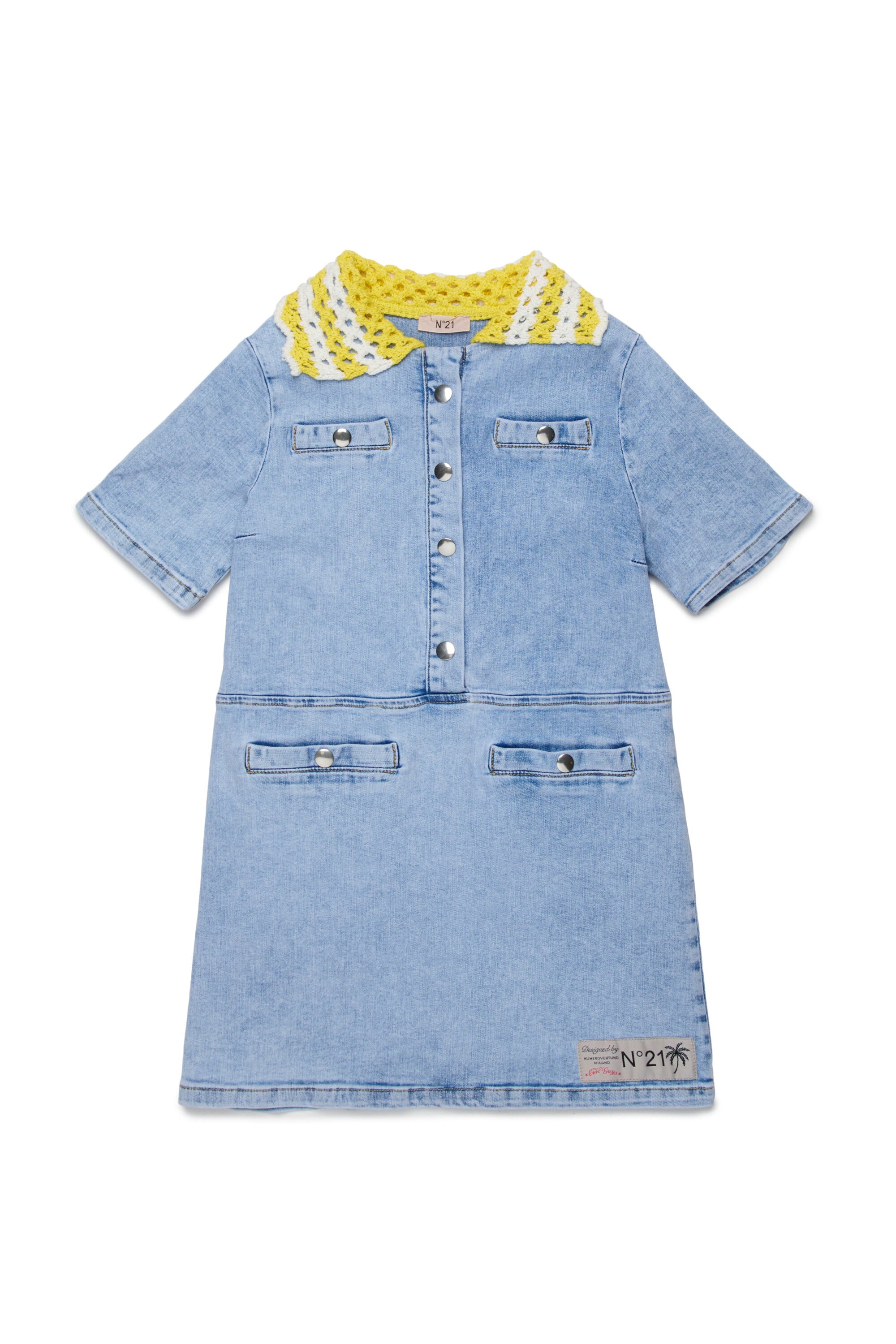 Dress with knitted collar