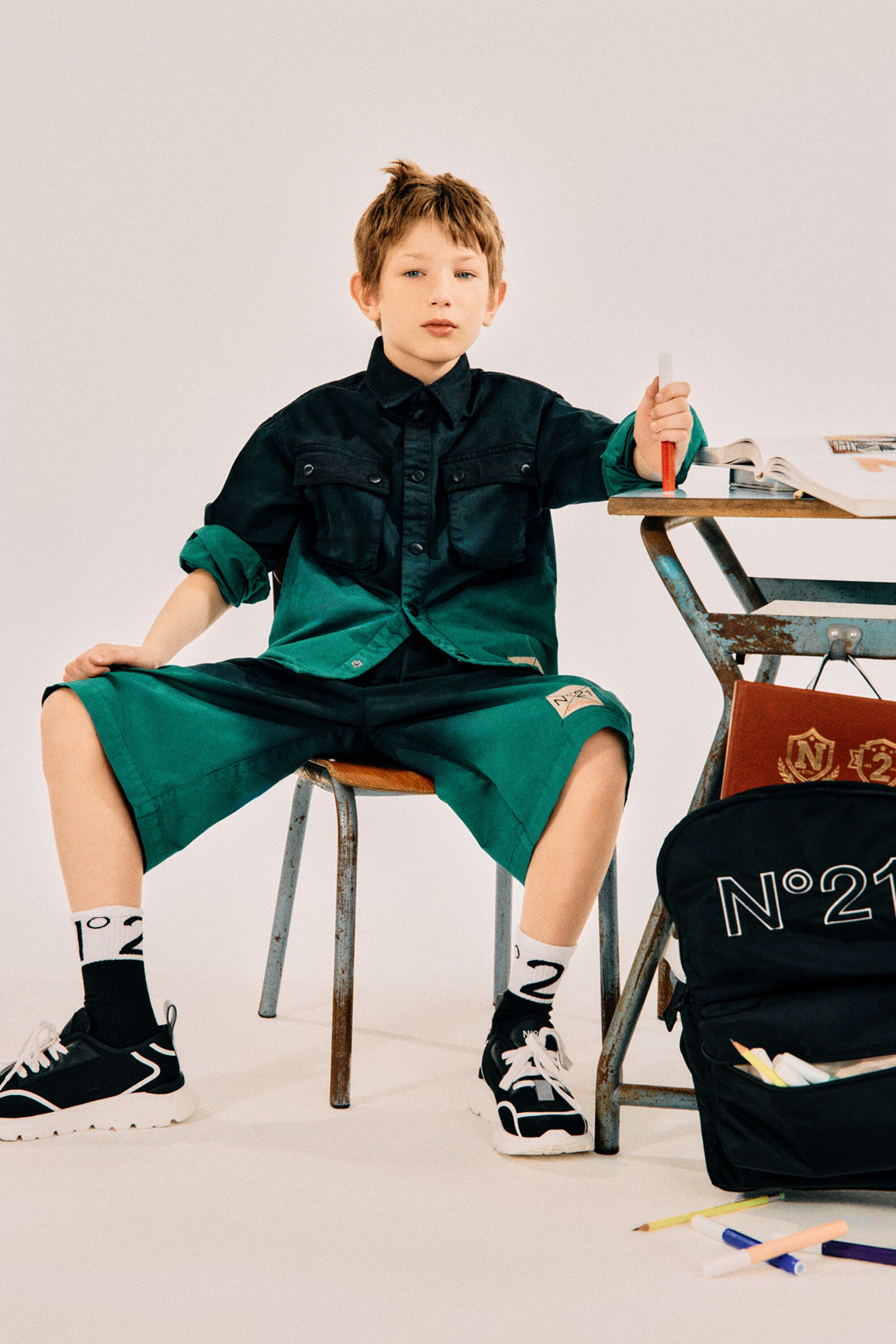 Faded-effect shirt jacket