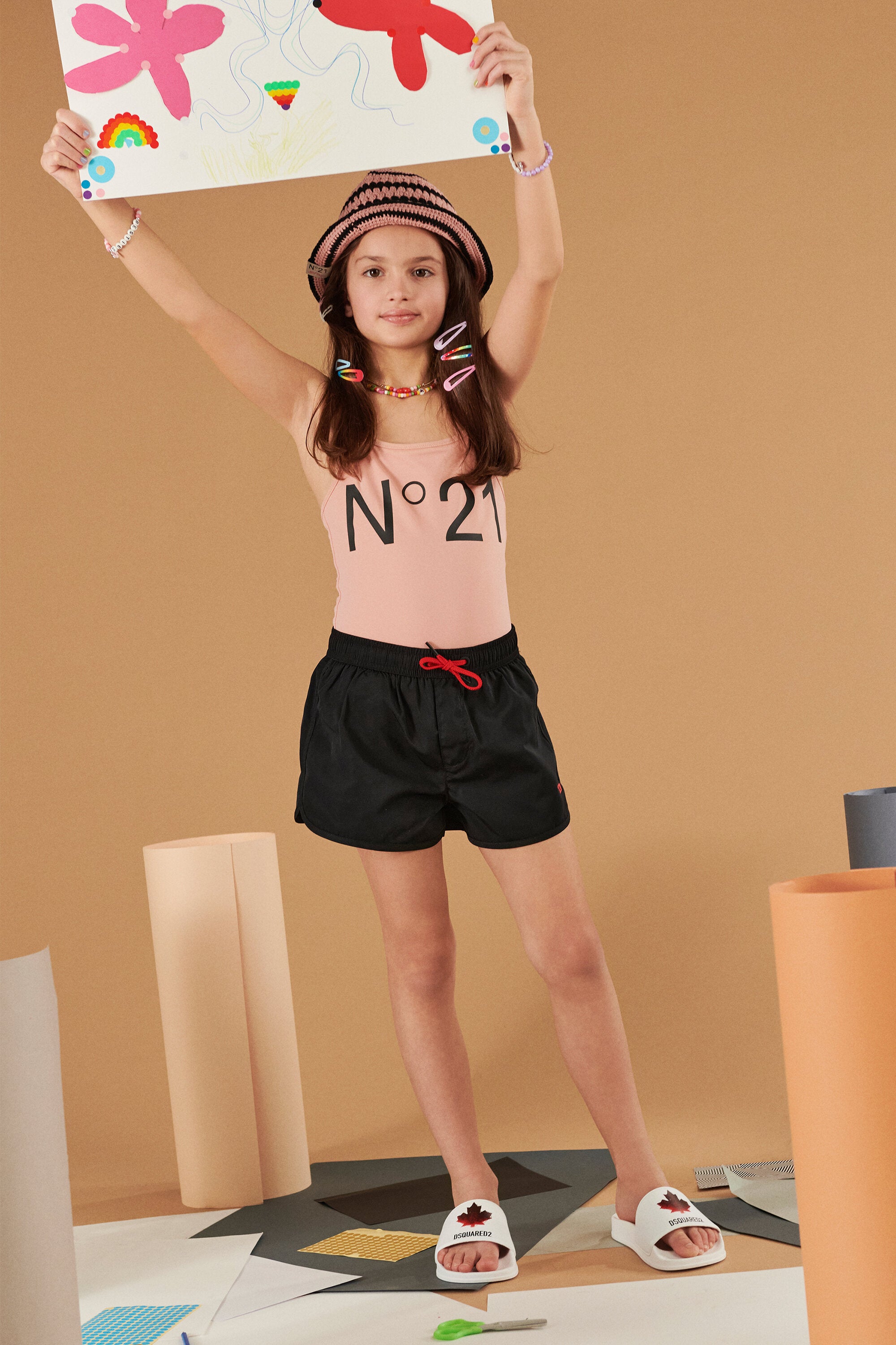 One-piece swimsuit with logo