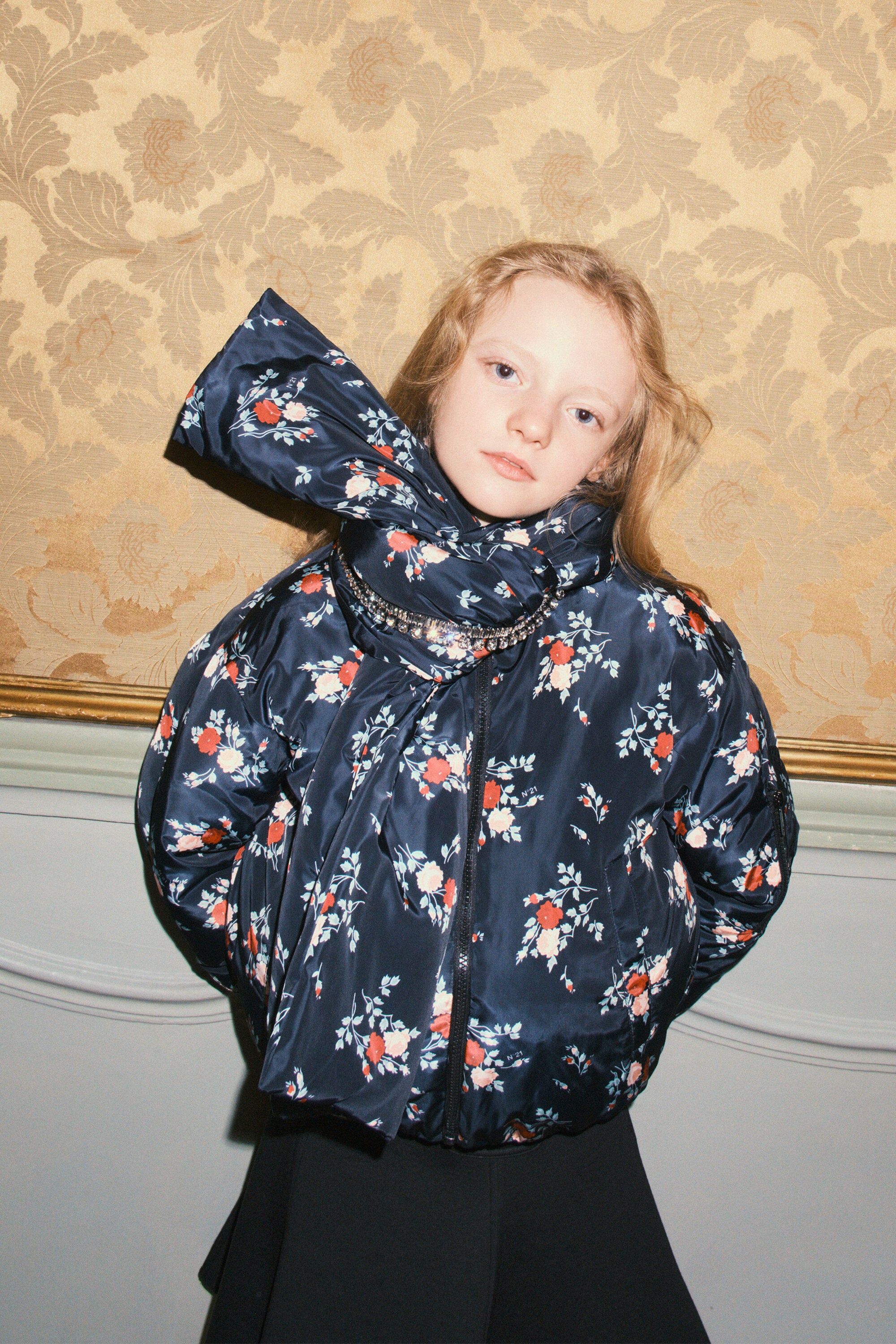 Padded jacket with floral print