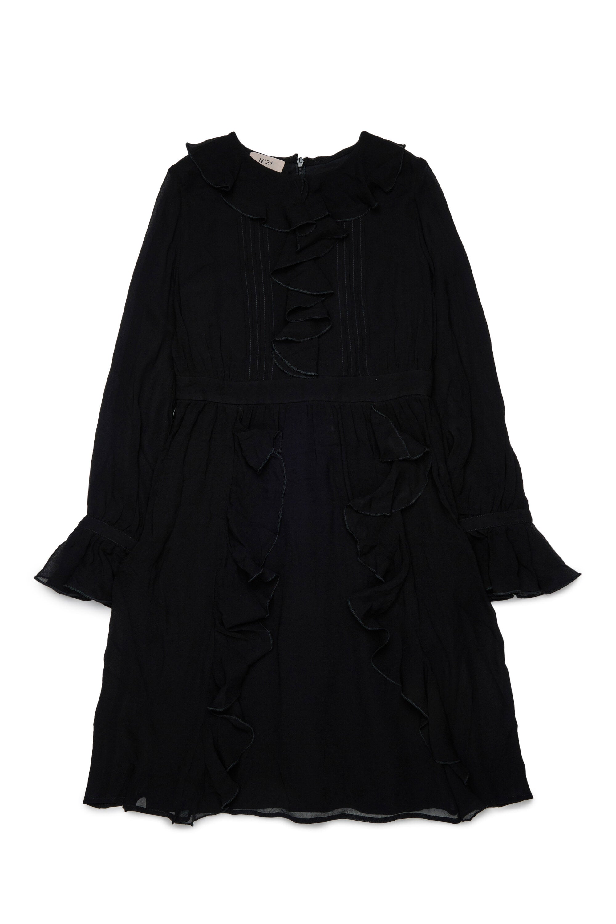 Dress with ruffles and long sleeves