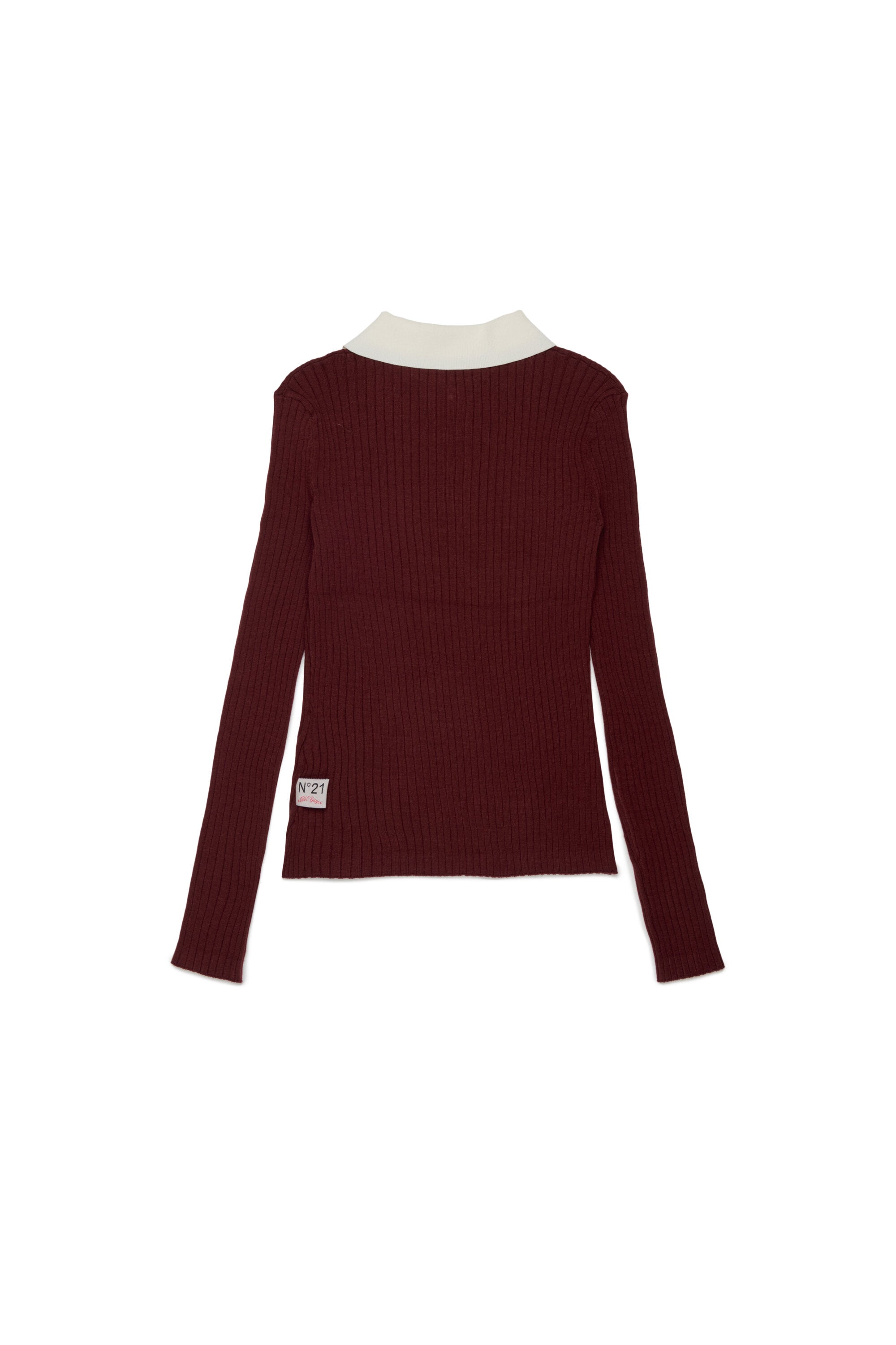 Ribbed pullover with contrast collar
