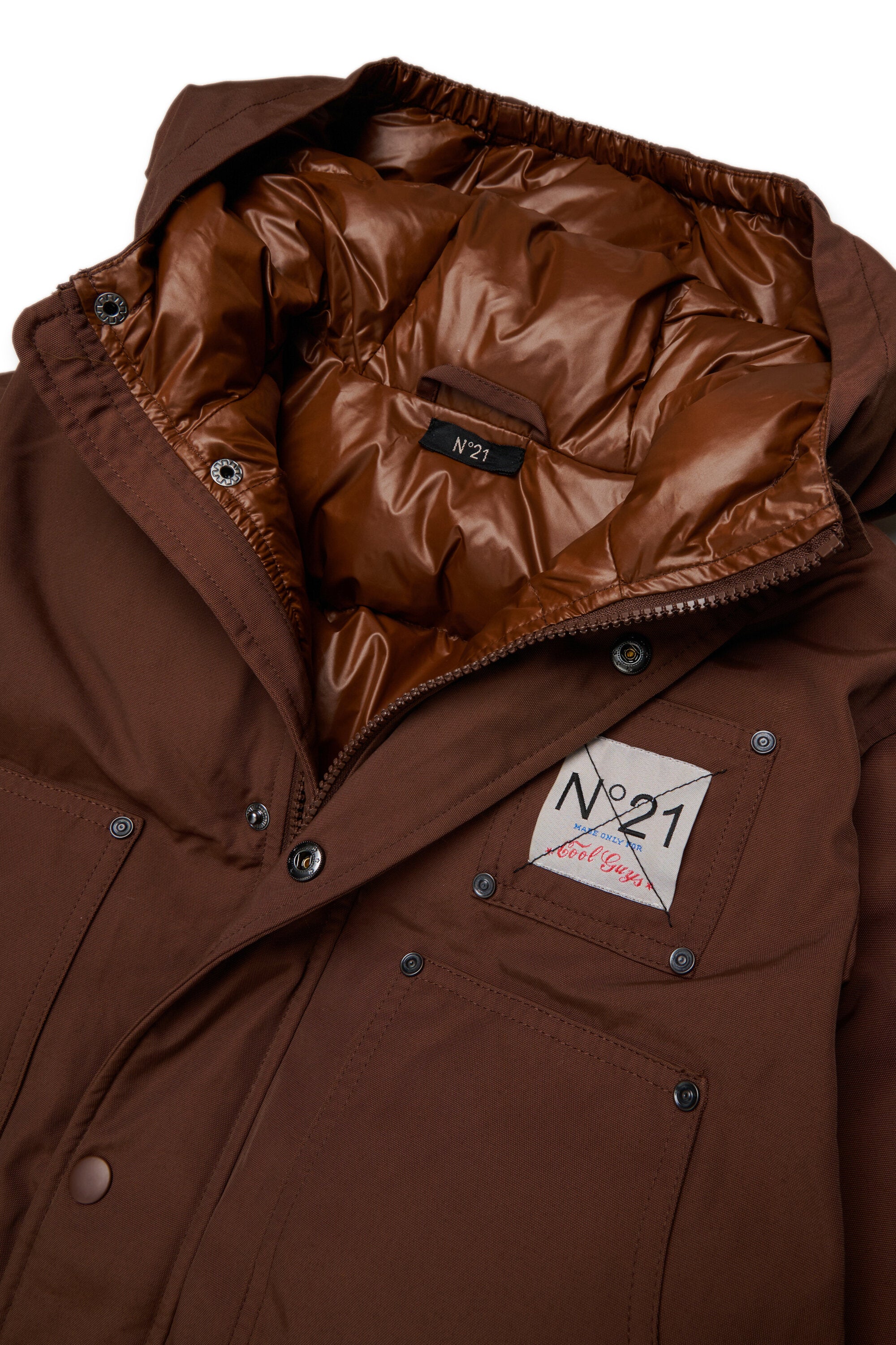 Padded jacket with printed logo